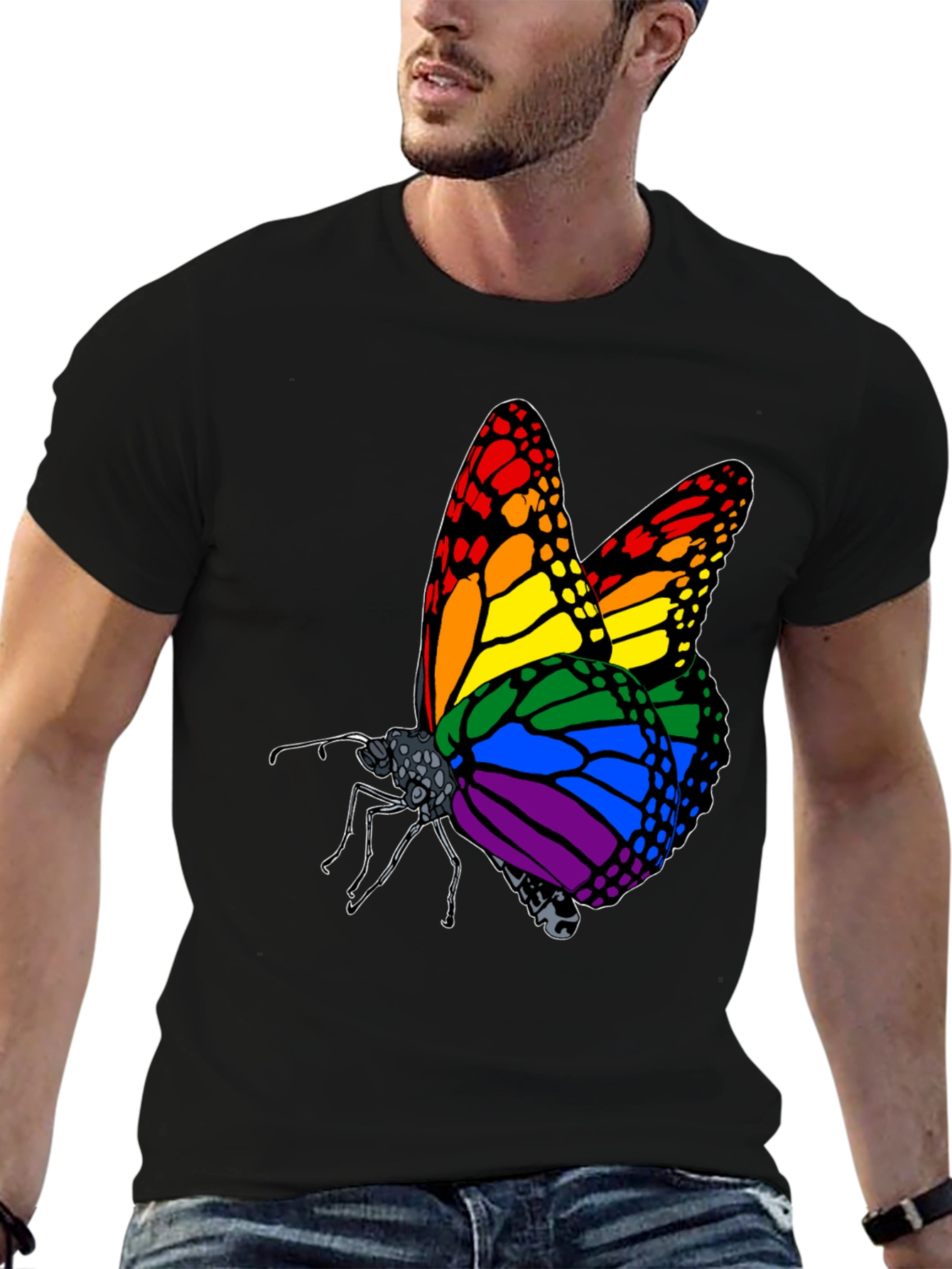 Black Rainbow Butterfly Graphic Tee view 6