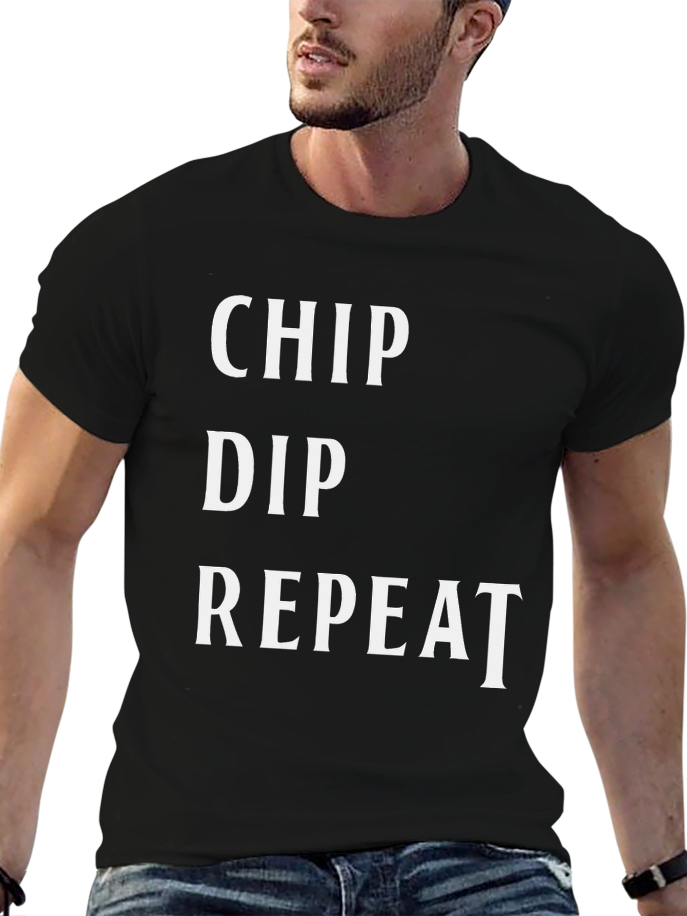 Black Chip Dip Repeat Black Graphic T-Shirt view 6