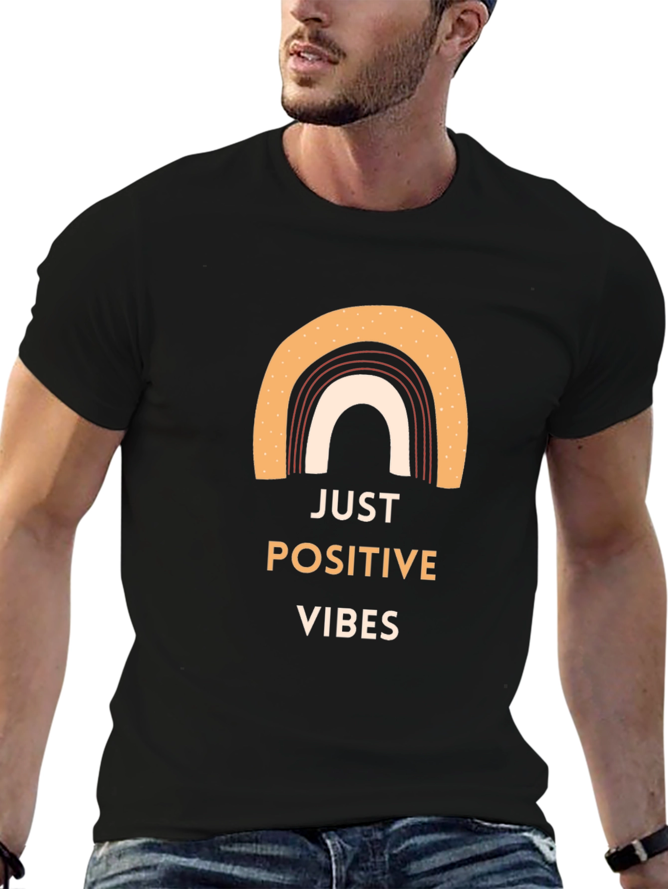 Black Just Positive Vibes T-Shirt | Casual Wear view 6
