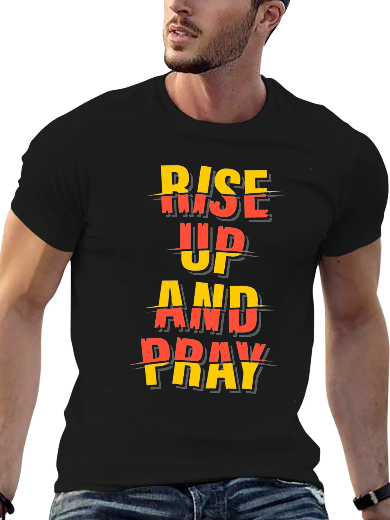 Black Rise Up and Pray Graphic Tee - Black view 6