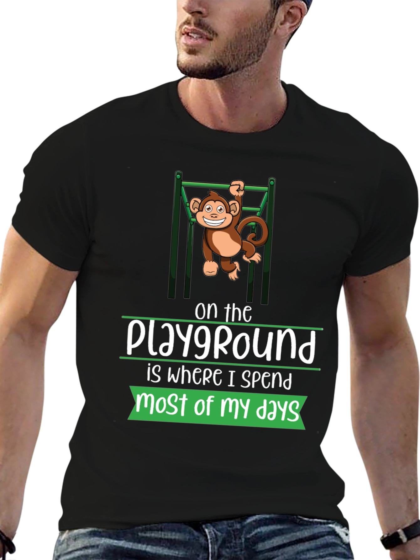 Black Playground Monkey Tee - Comfortable Graphic T-Shirt view 6