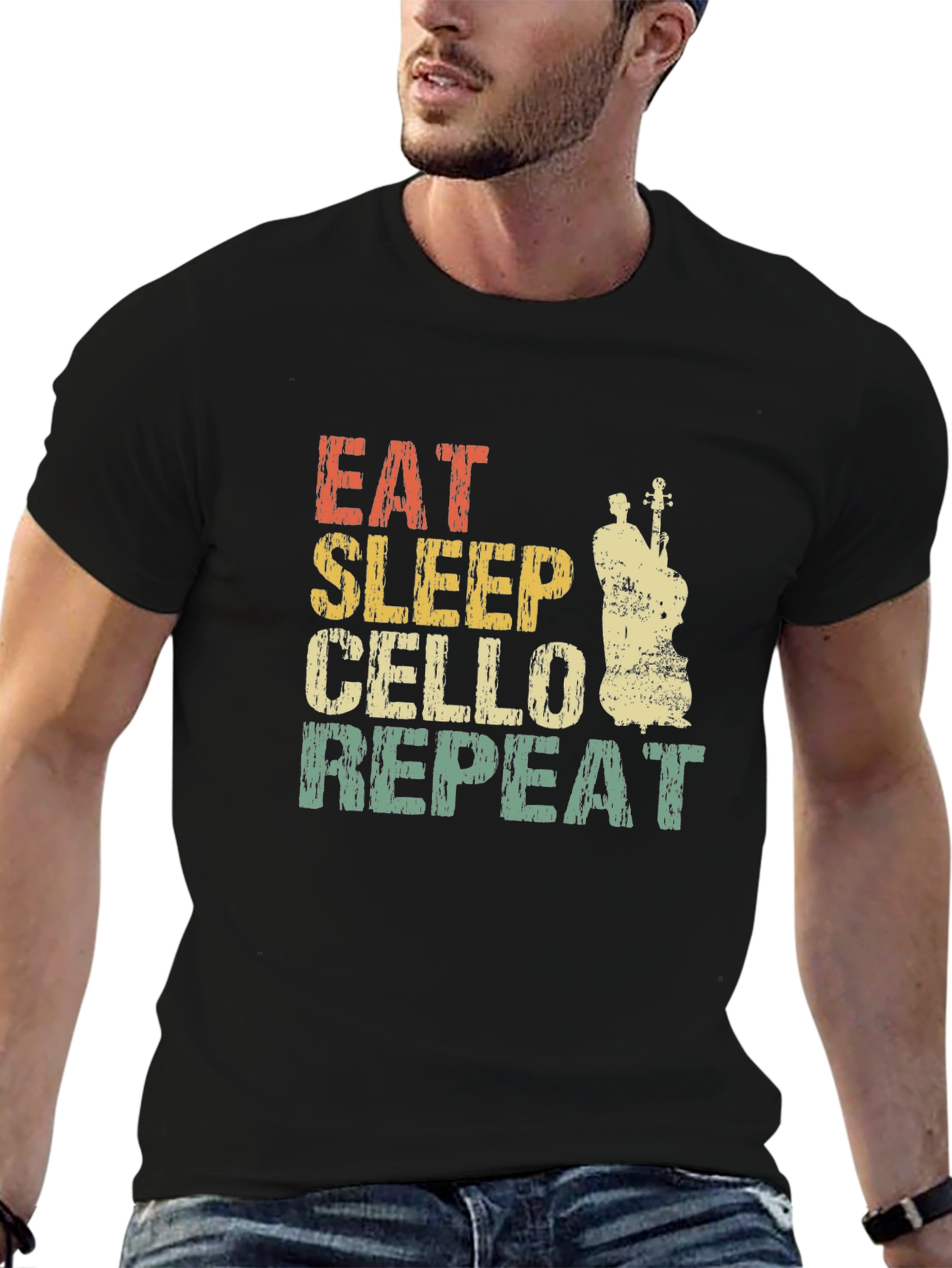 Black Eat Sleep Cello Repeat T-Shirt view 6