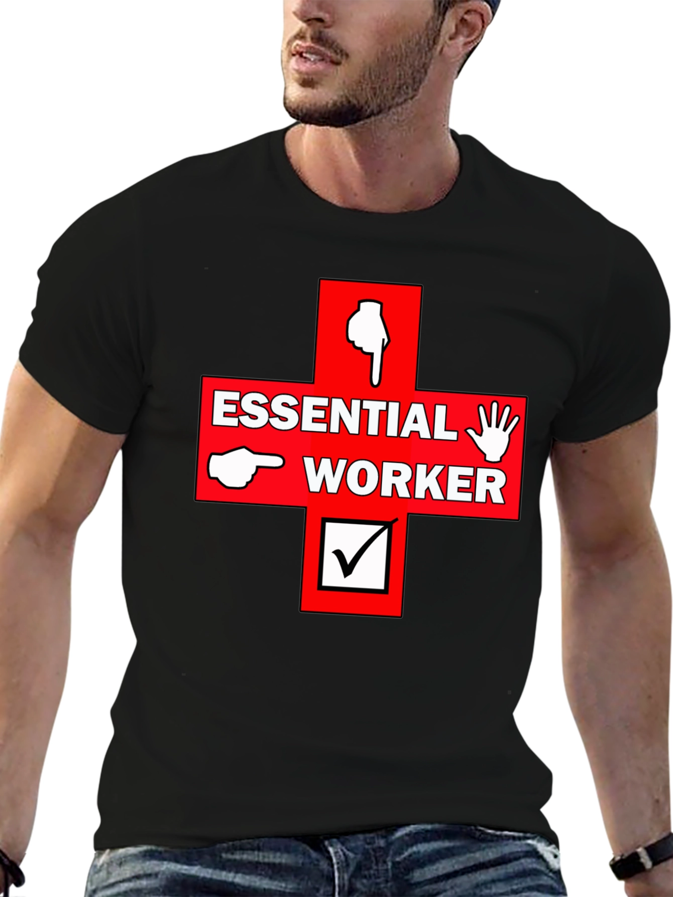 Black Essential Worker Graphic Print Tee view 6