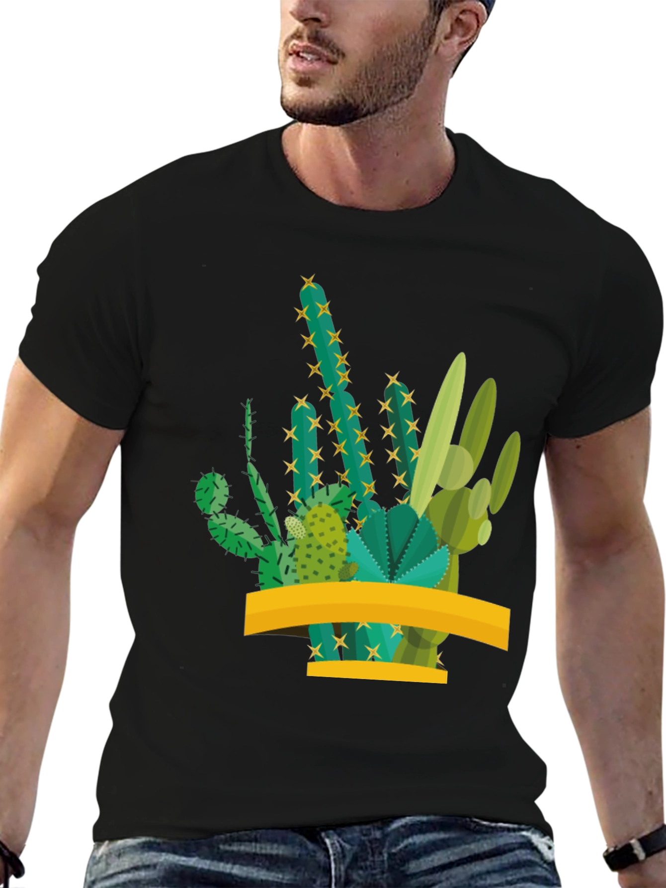 Black Cactus Graphic Tee - Trendy Desert Style view 6