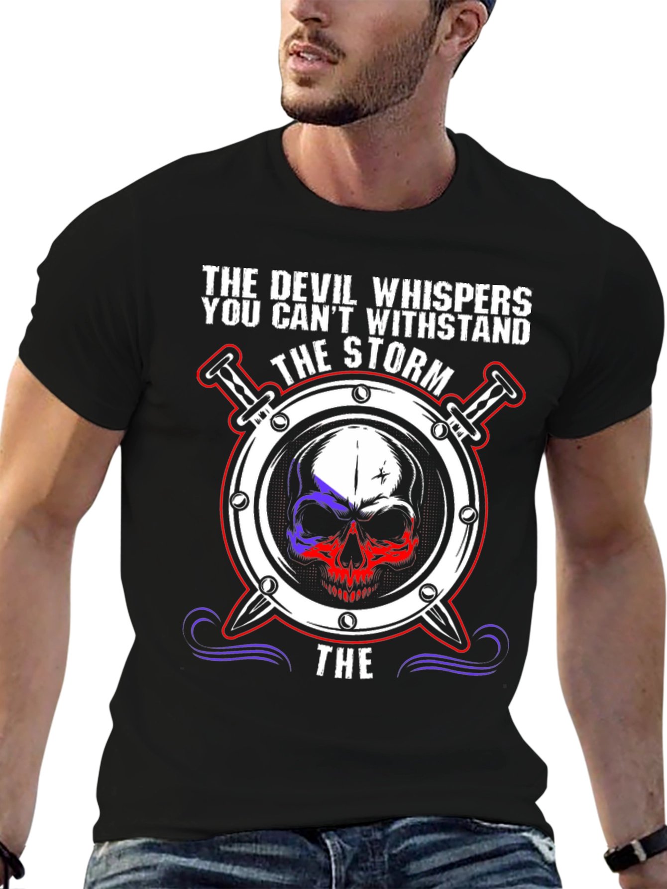 Black The Devil Whispers the Storm Graphic Tee view 6