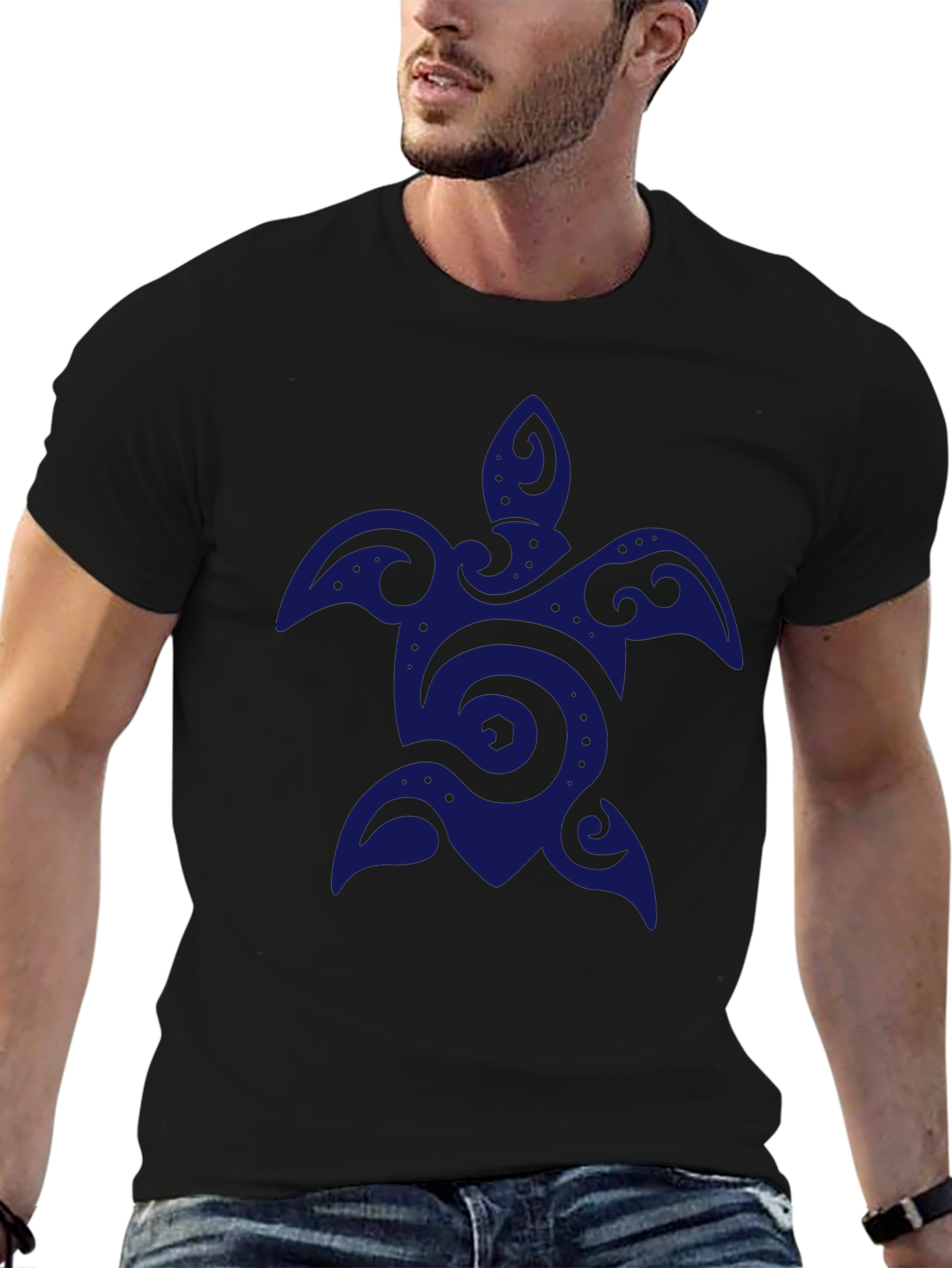 Black Men's Black Turtle Graphic T-Shirt view 6