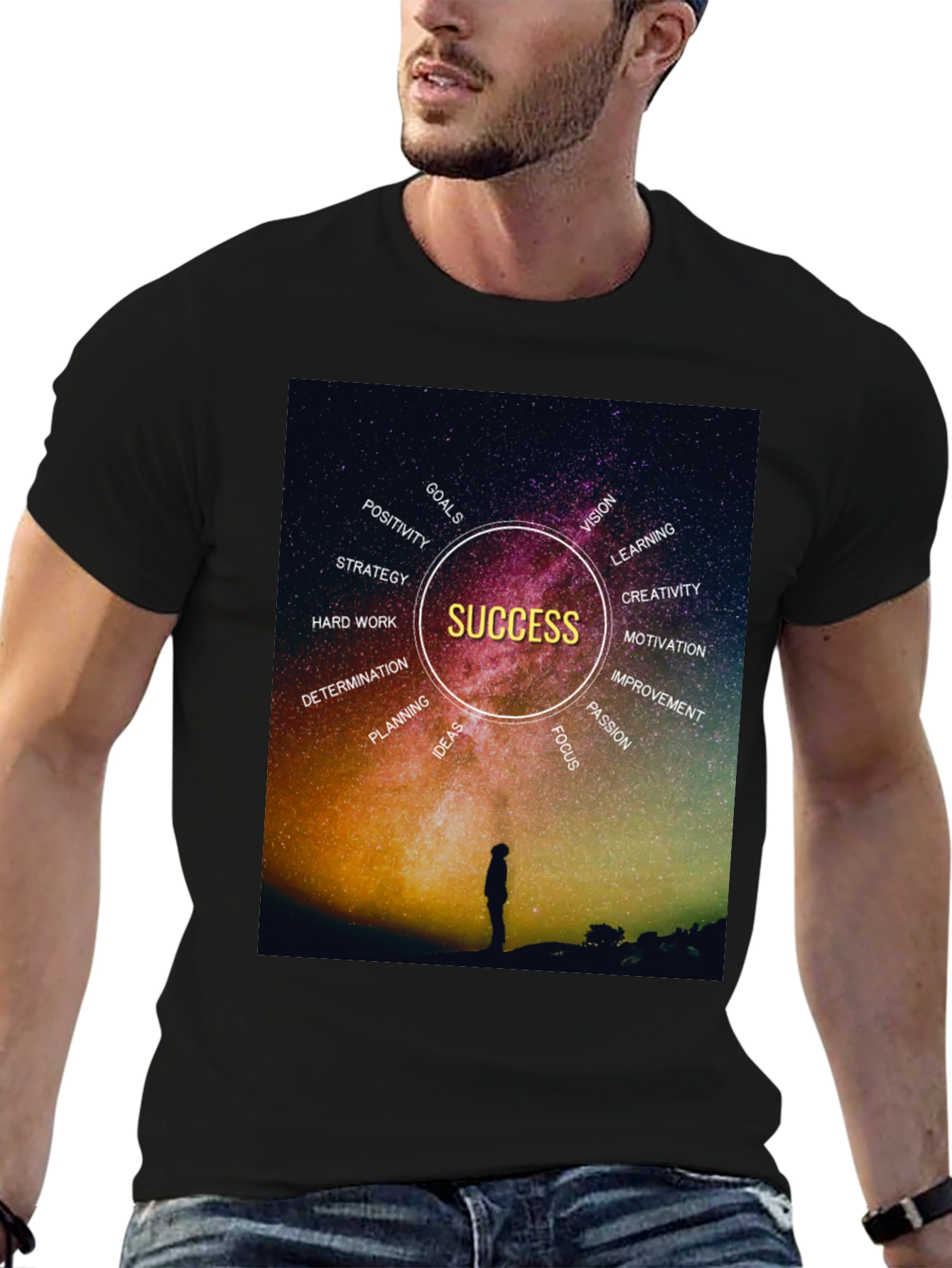 Black Success Motivational Graphic Tee view 6