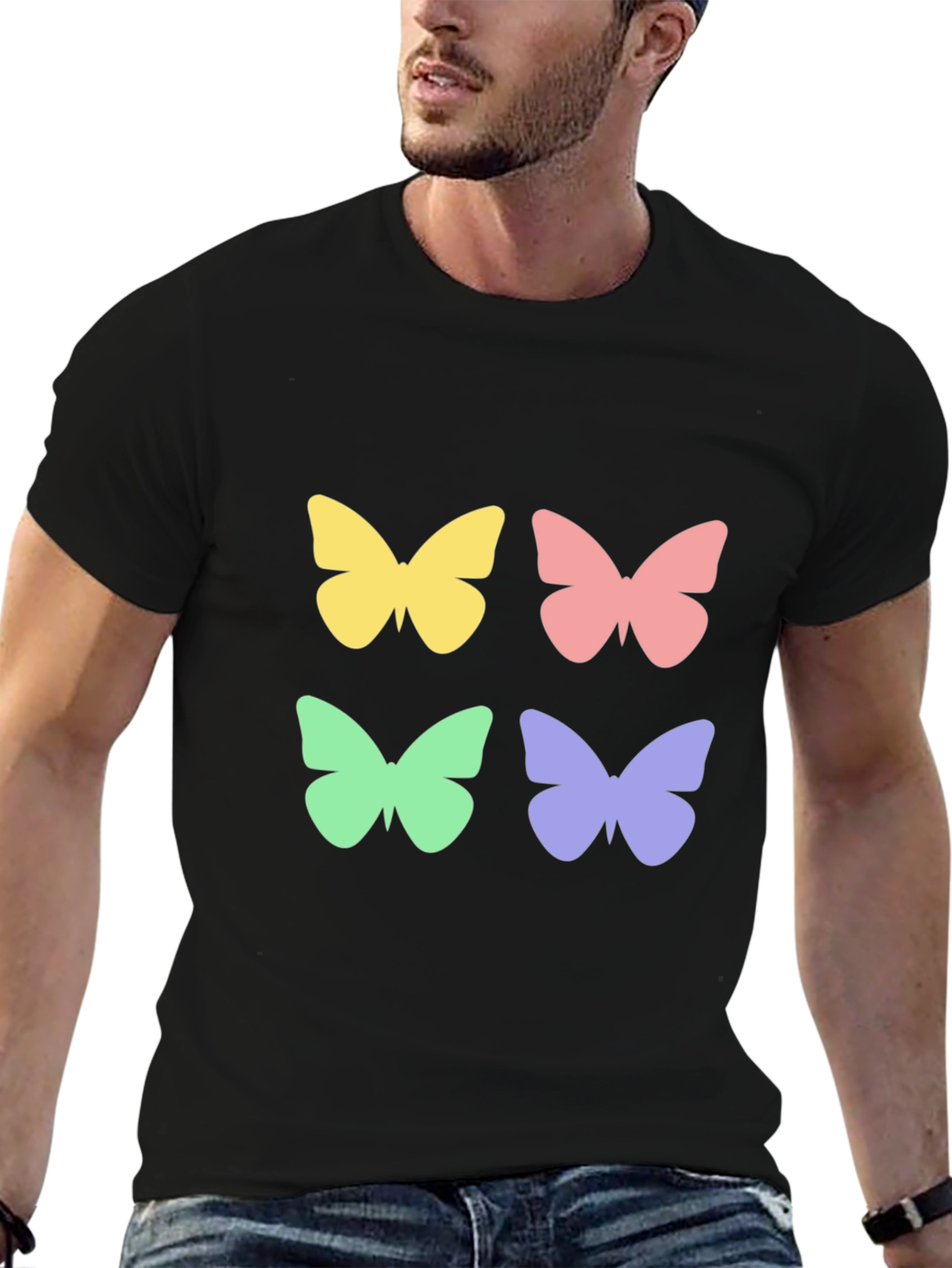 Black Butterfly Graphic Tee - Stylish Casual Wear view 6