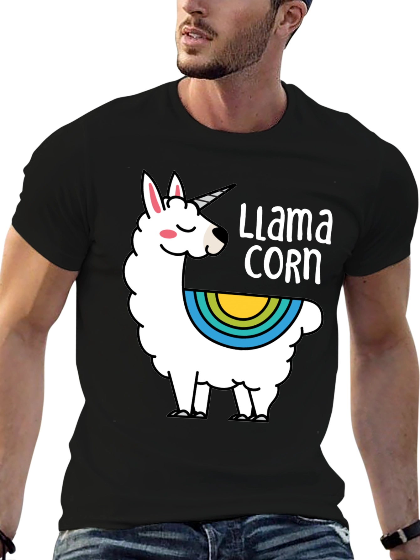 Black Llama Corn Black T-Shirt view 6