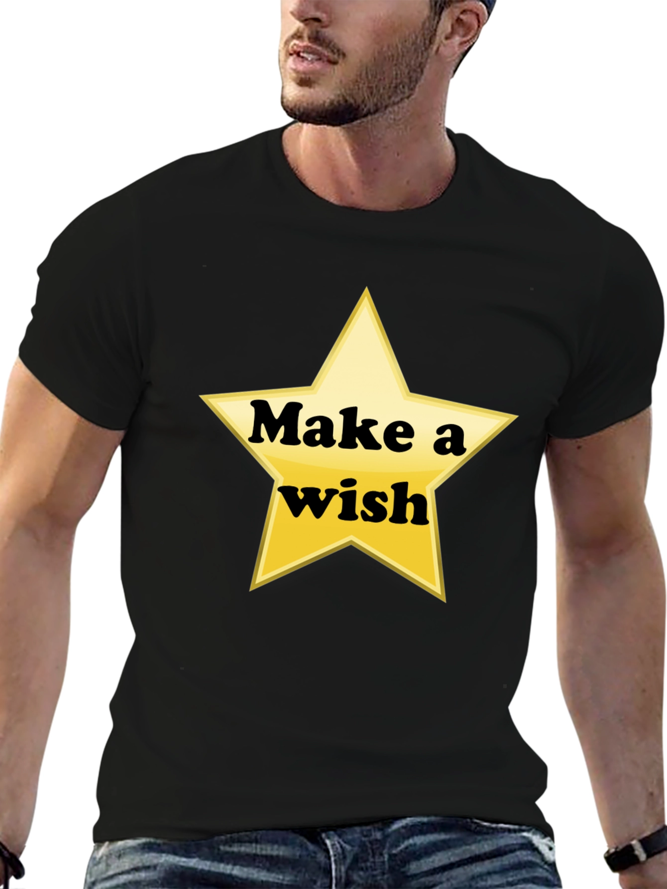Black Make a Wish Star Graphic Tee - Soft Cotton Shirt view 6