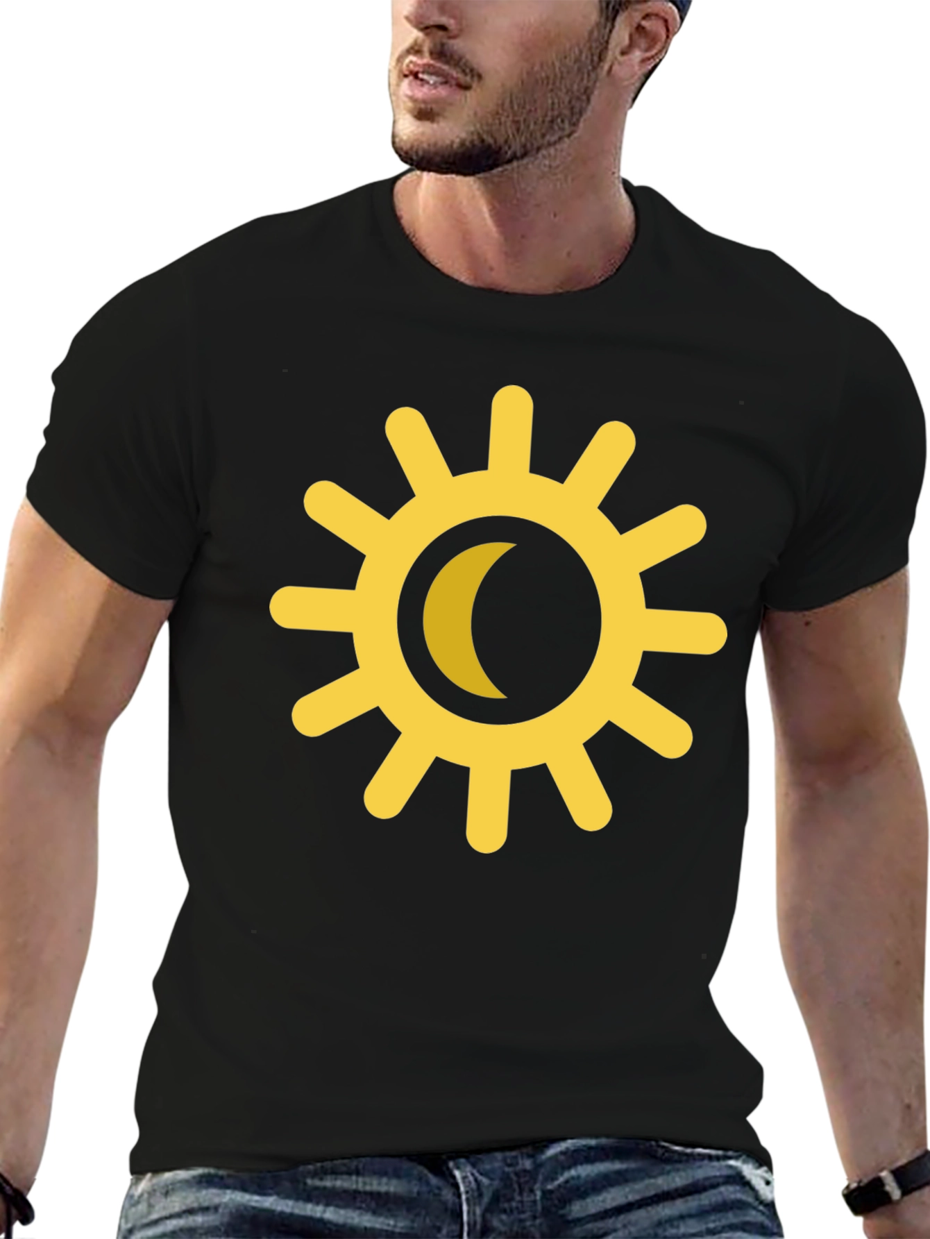 Black Sun & Moon Graphic Tee - Celestial Style view 6