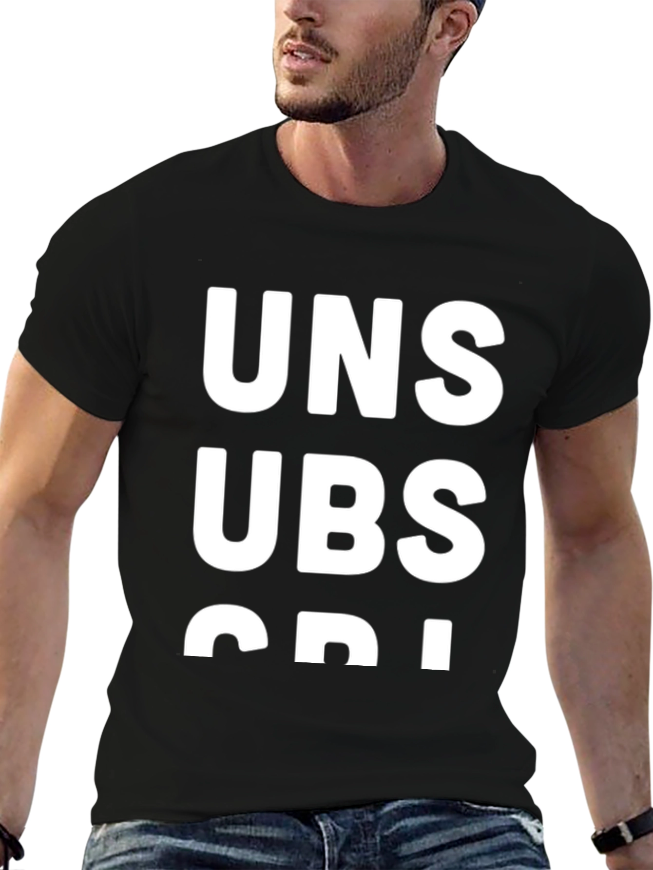 Black Unsubscribe Black Graphic T-Shirt view 6