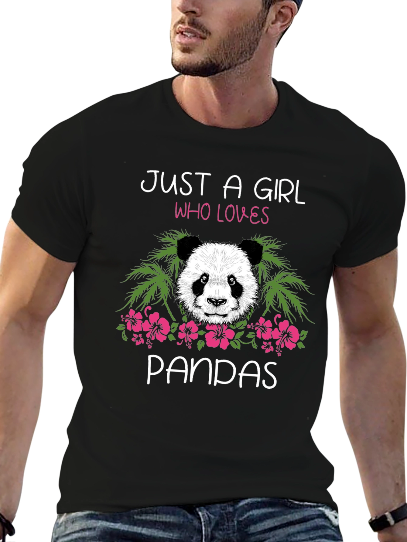 Black Just a Girl Who Loves Pandas Graphic Tee view 6