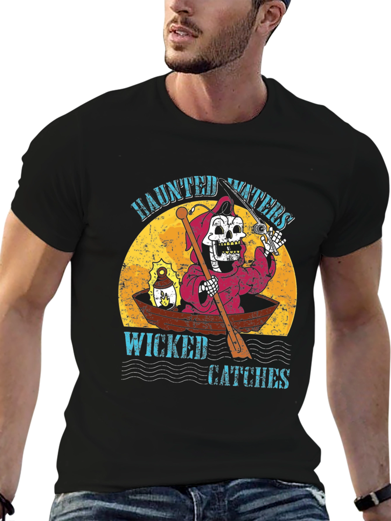 Black Haunted Waters Graphic T-Shirt view 6