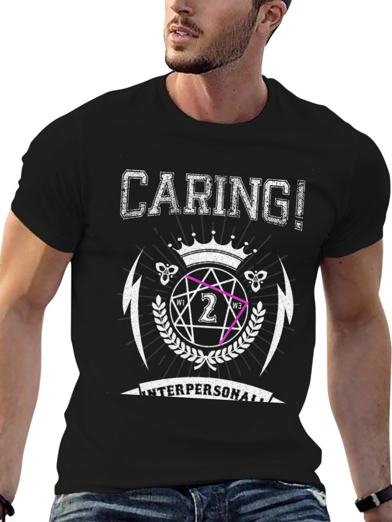 Black Caring! Interpersonal Graphic Print T-Shirt view 6