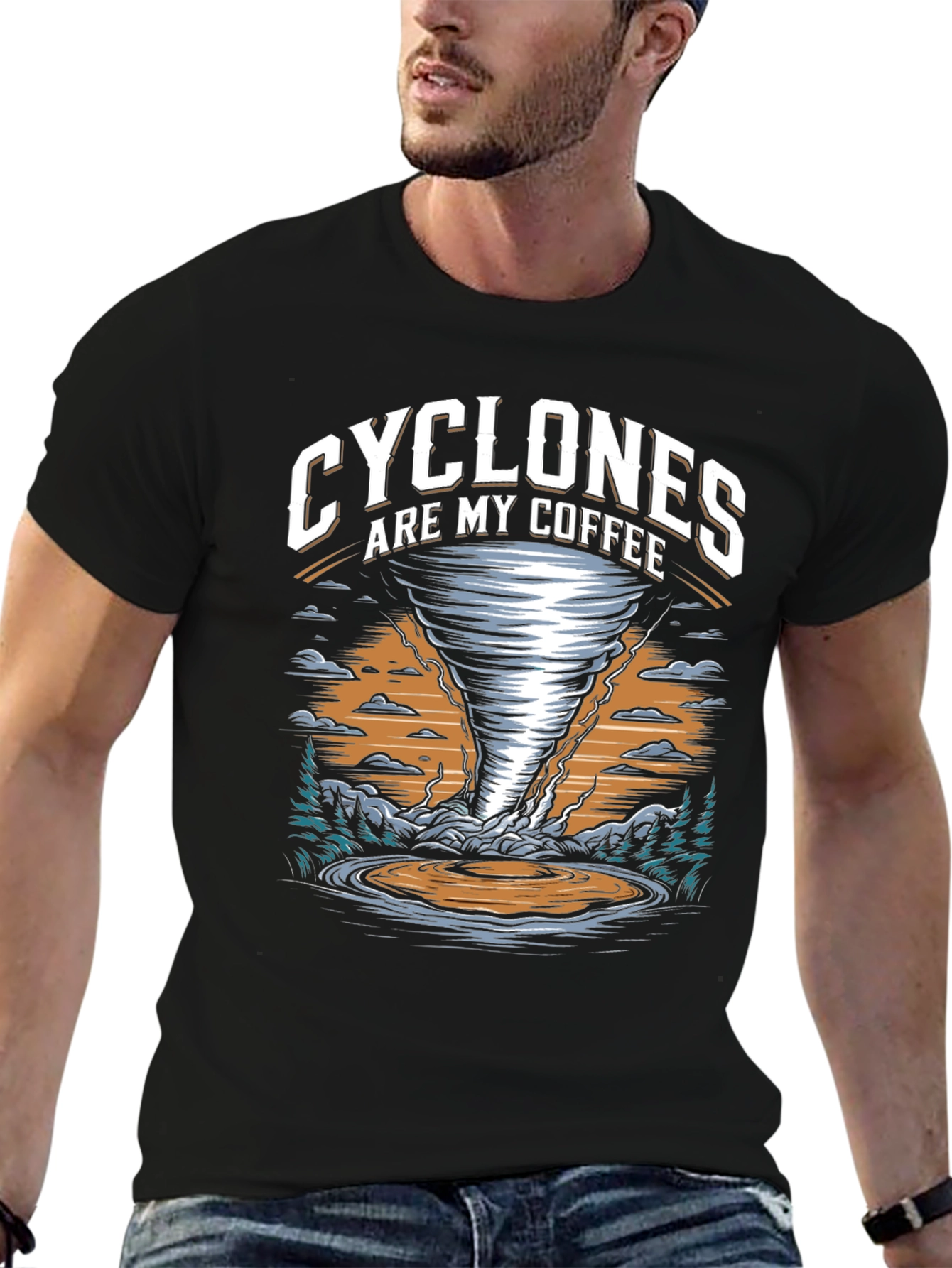 Black Cyclones Are My Coffee Graphic T-Shirt view 6