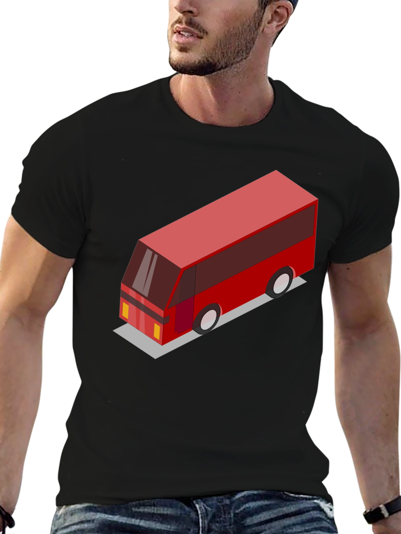 Geometric Bus Graphic Tee - Modern Style - 6