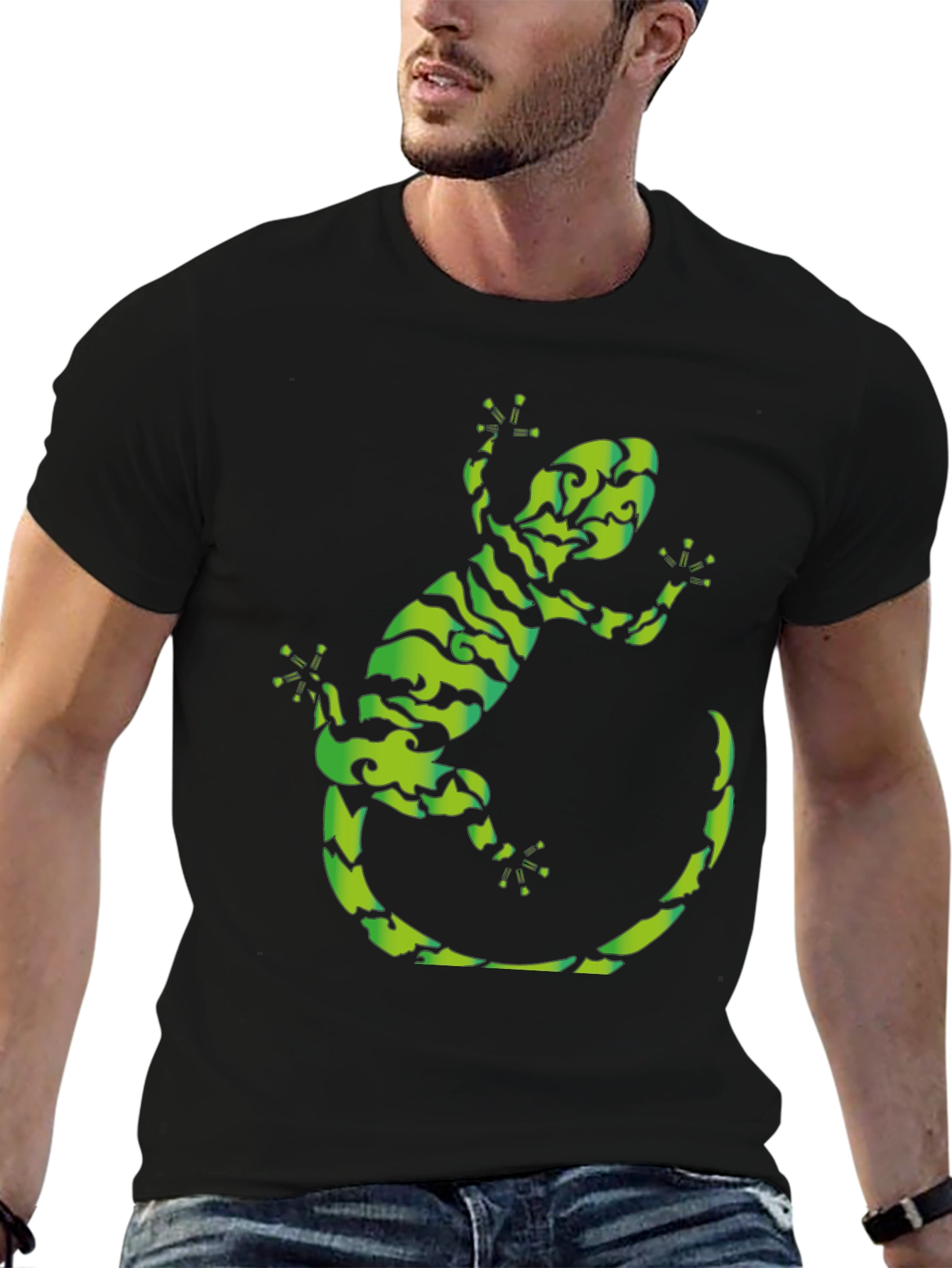 Black Gecko Graphic Tee - Cool Reptile Design view 6