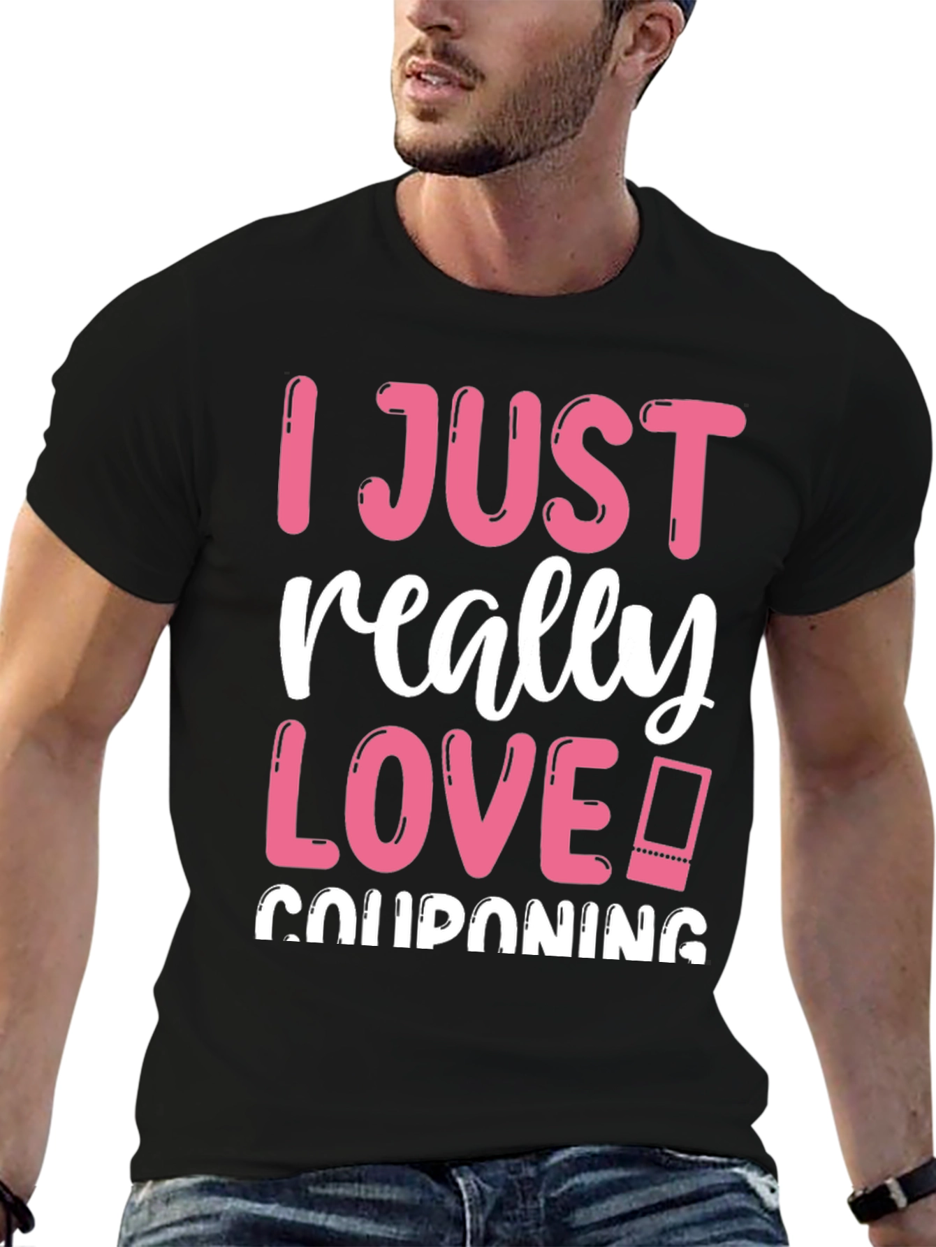 Black I Just Really Love Couponing Graphic T-Shirt view 6