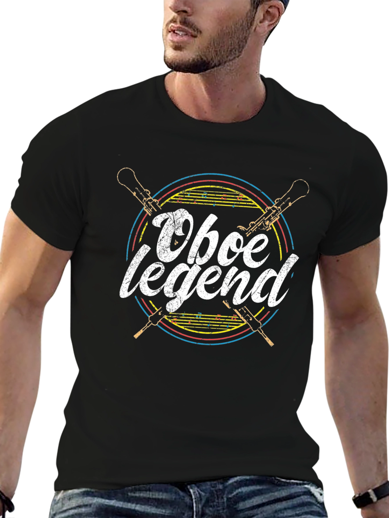Black Oboe Legend Graphic Tee - Musician's T-Shirt view 6