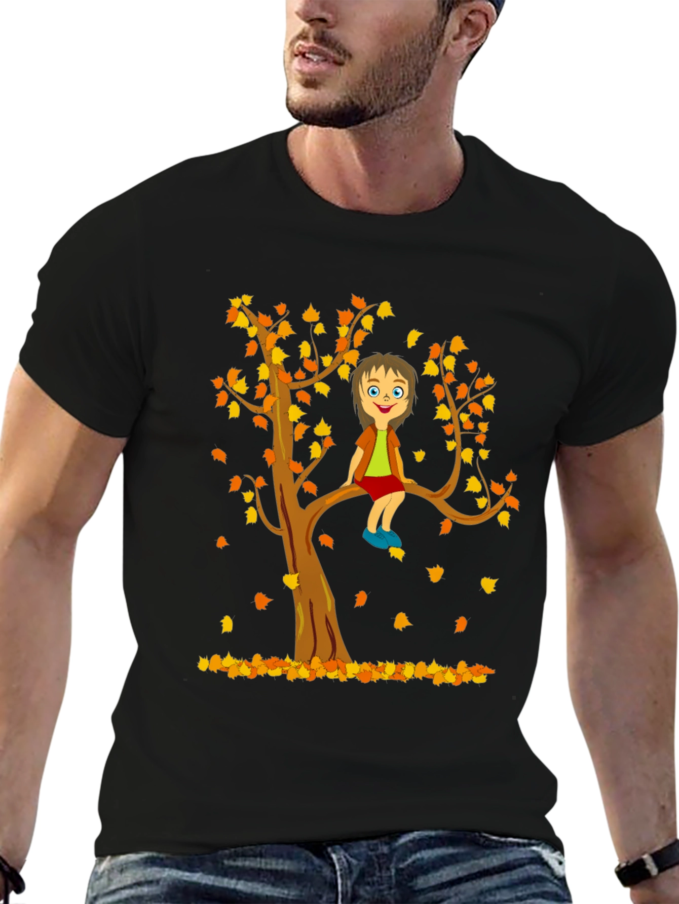 Black Cartoon Tree Boy T-Shirt view 6