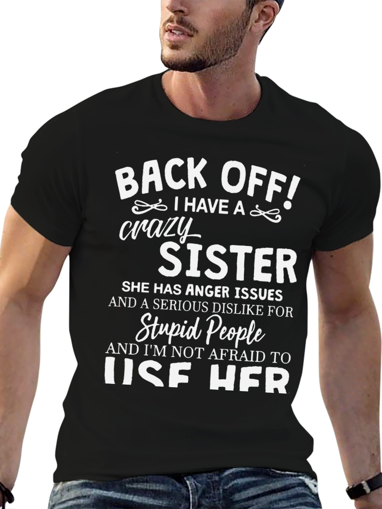 Black Back Off! Crazy Sister Graphic T-Shirt view 6