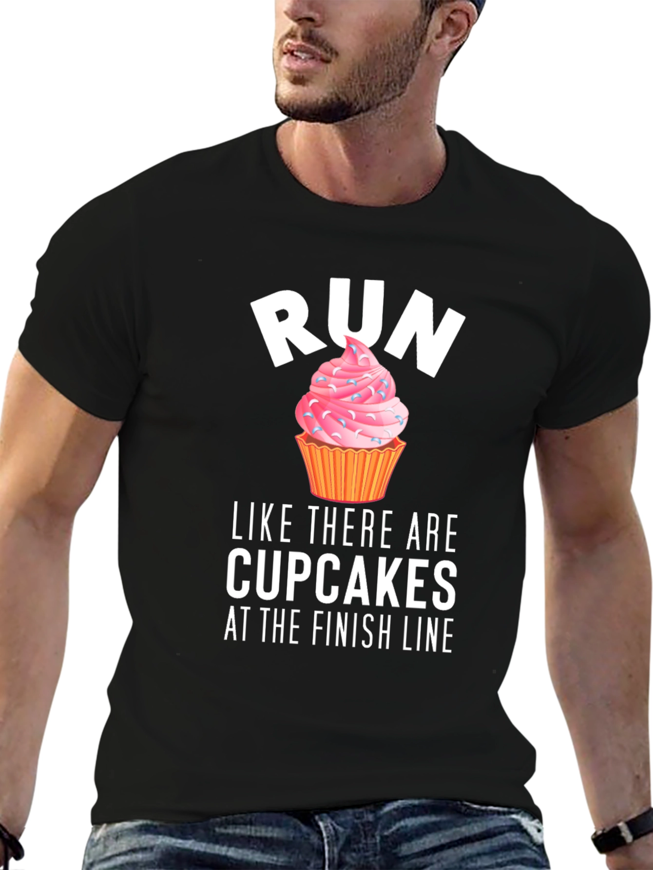 Black Run for Cupcakes T-Shirt - Funny Running Tee view 6