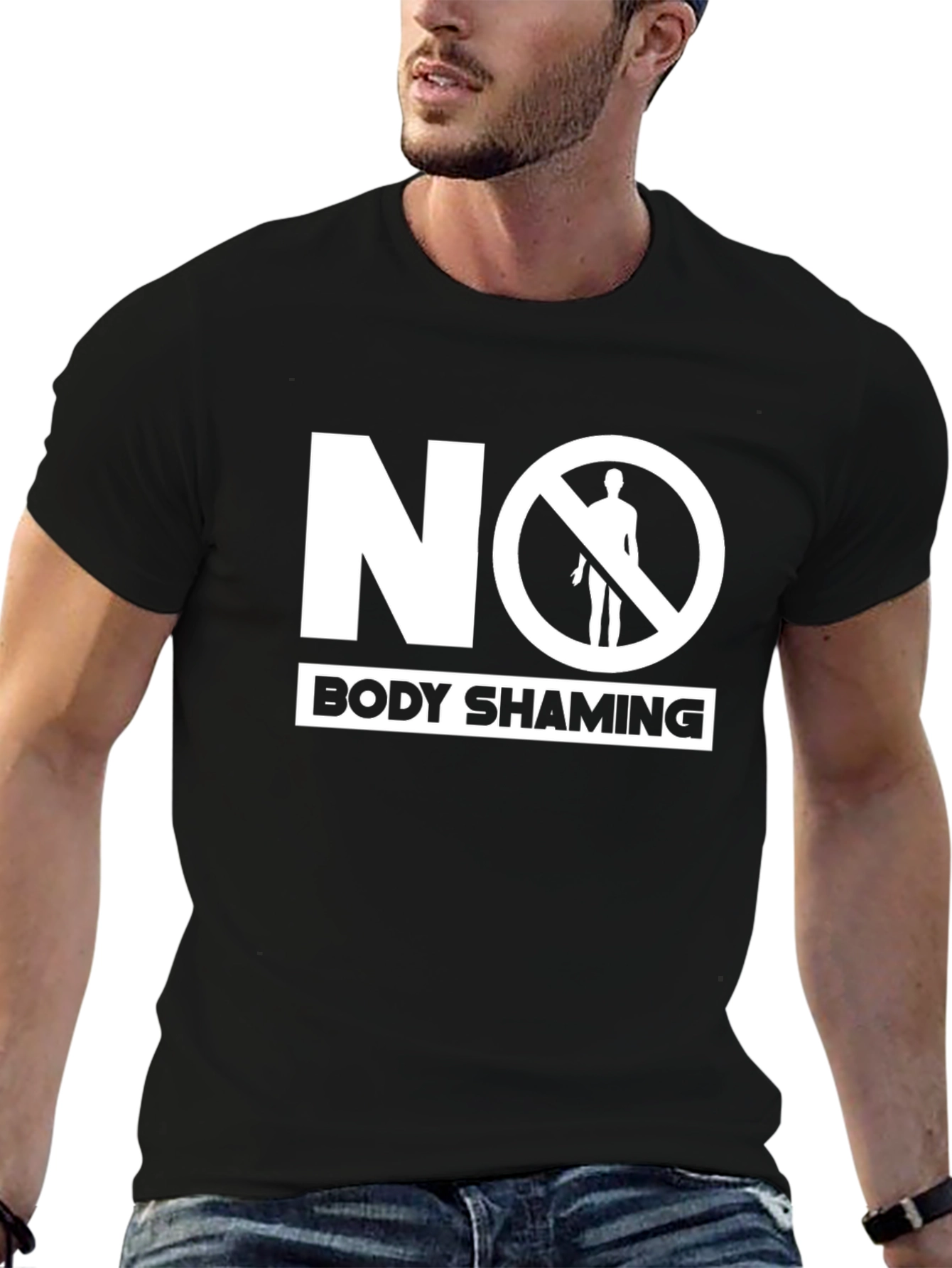 Black No Body Shaming T-Shirt - Empowering & Stylish view 6