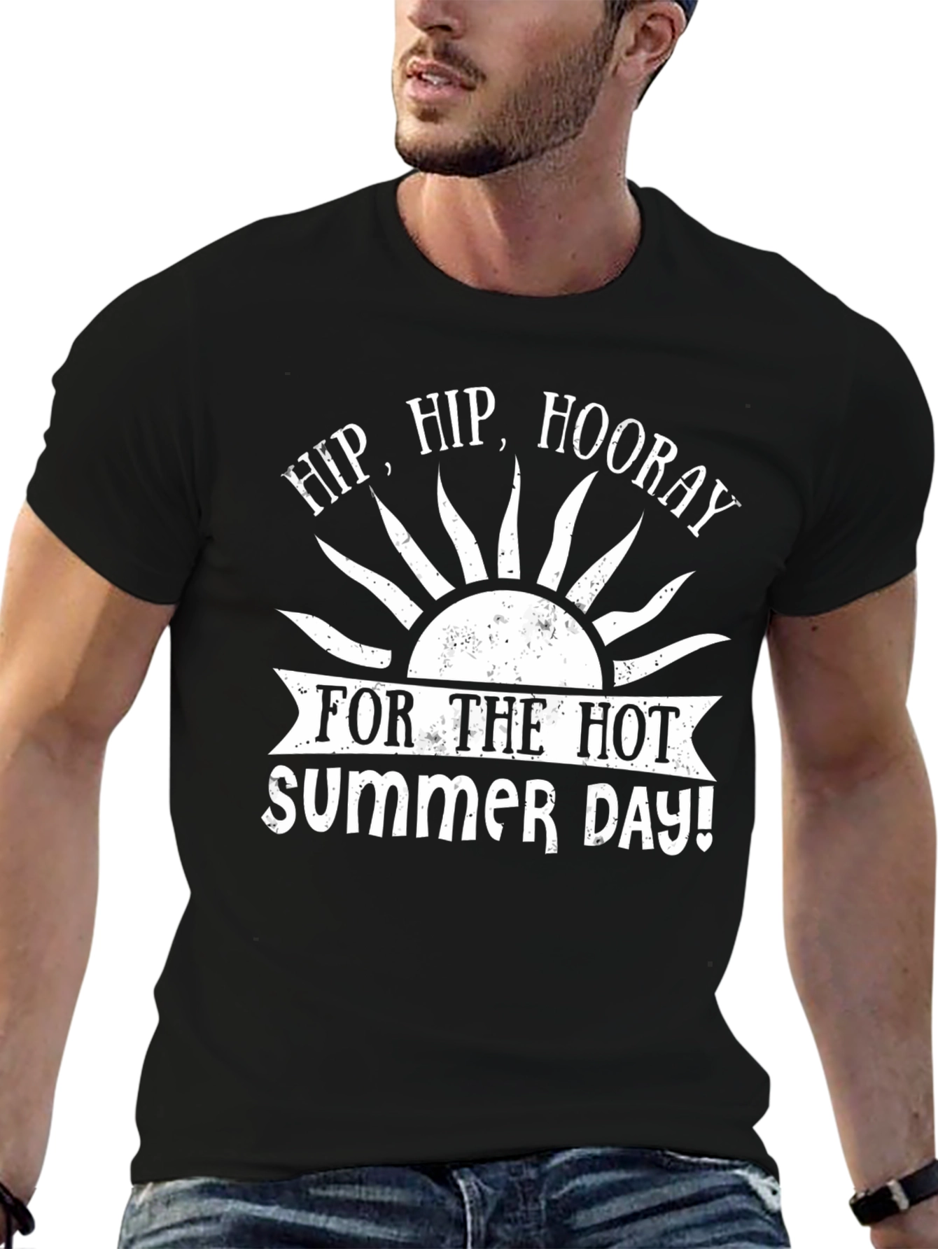 Black Hip, Hip, Hooray Summer Day T-Shirt view 6