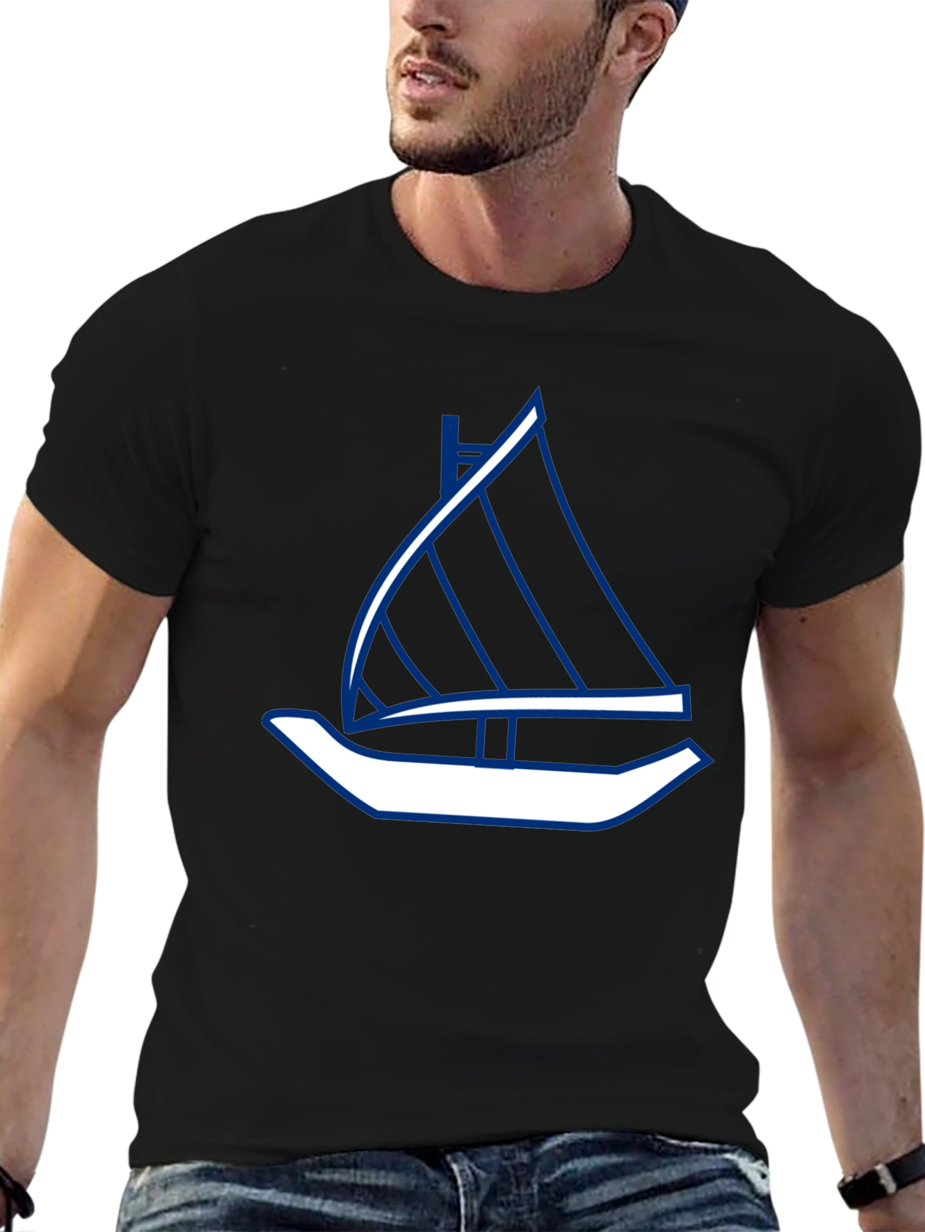 Black Sailboat Graphic Tee - Stylish Black T-Shirt view 6
