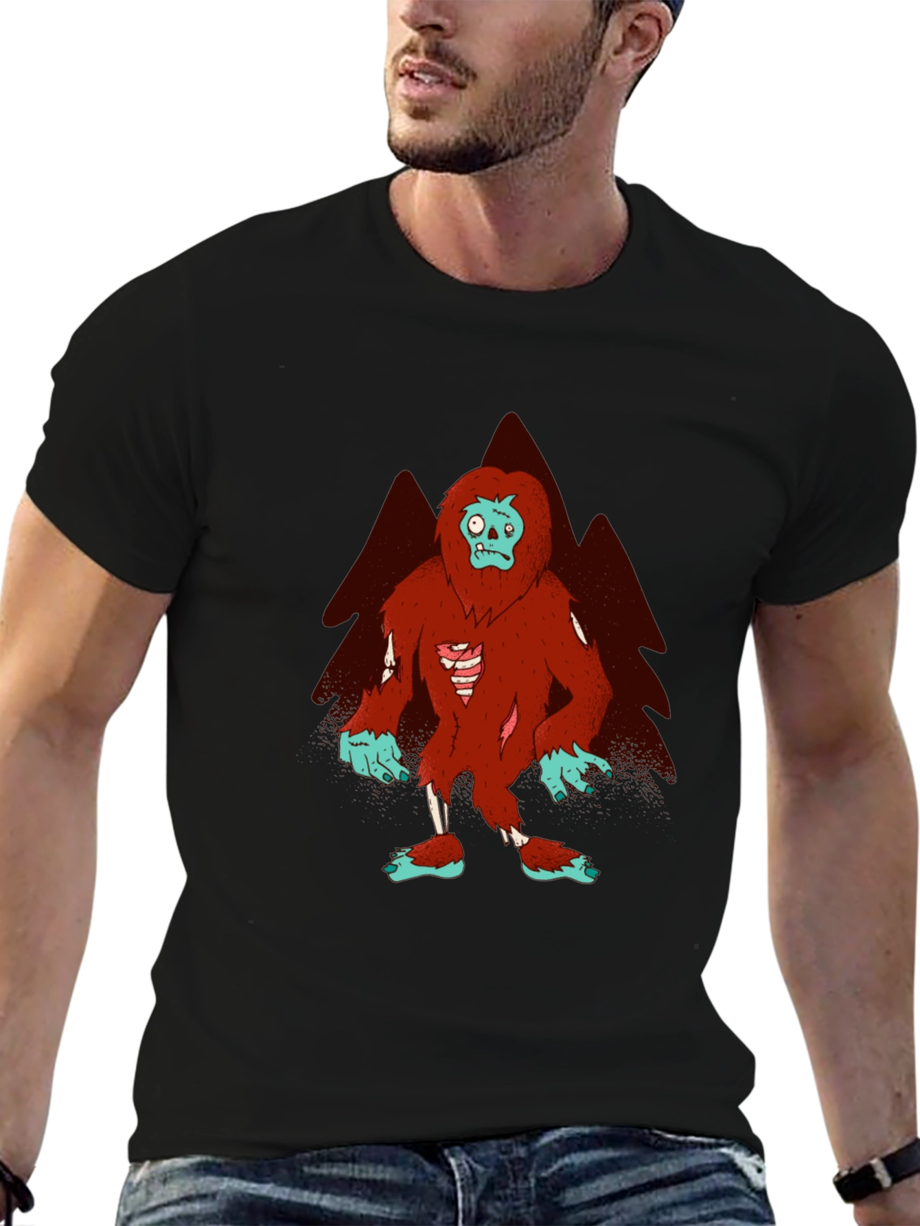 Black Zombie Bigfoot Graphic Tee view 6