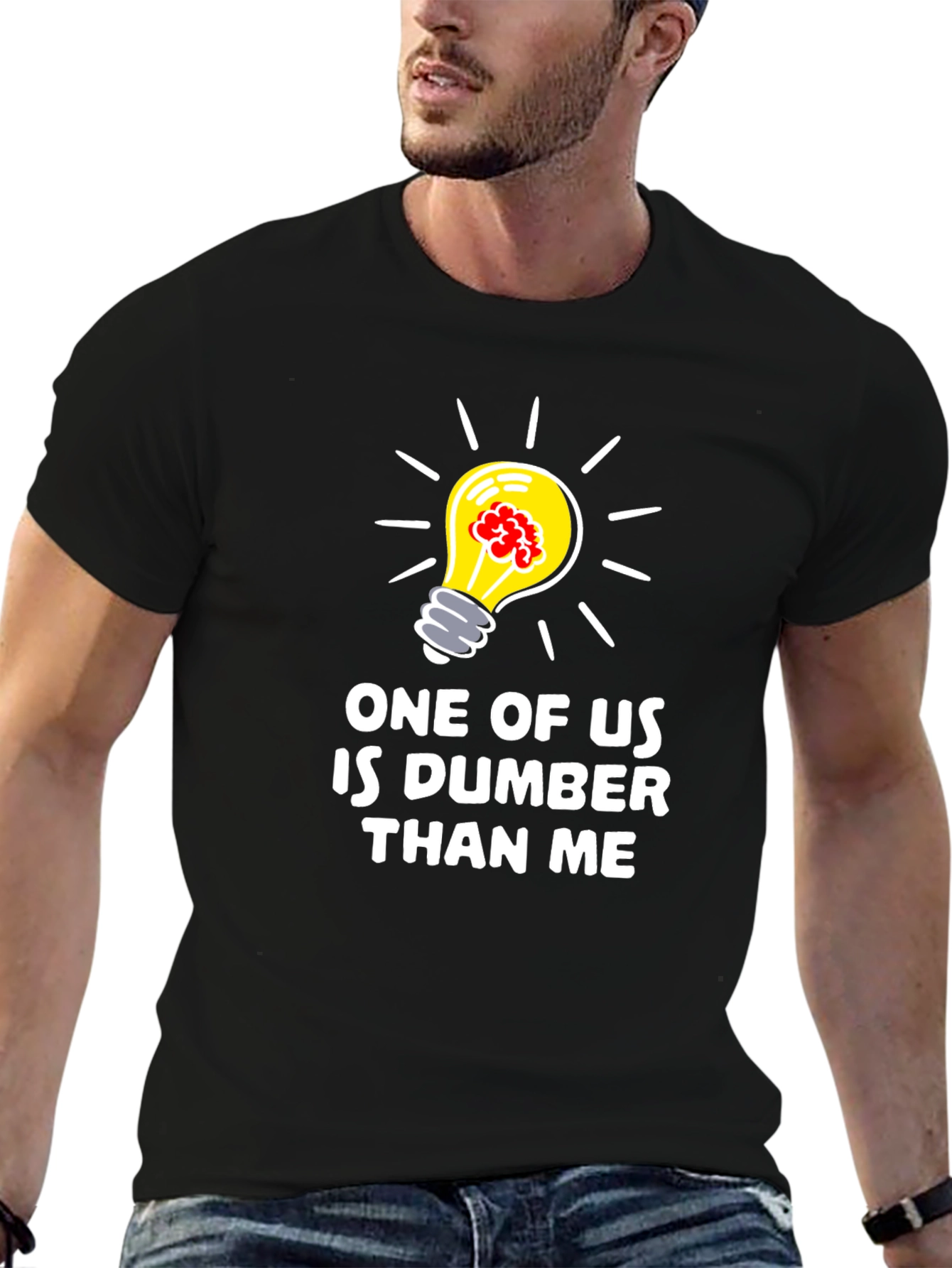Black Funny "Dumber Than Me" Graphic T-Shirt view 6