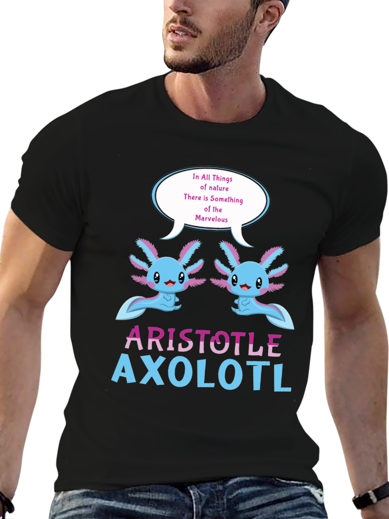 Black Aristotle Axolotl T-Shirt view 6