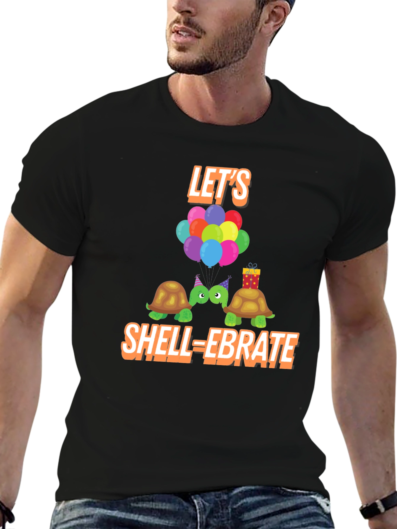 Black Let's Shell-ebrate Turtles Graphic Tee view 6