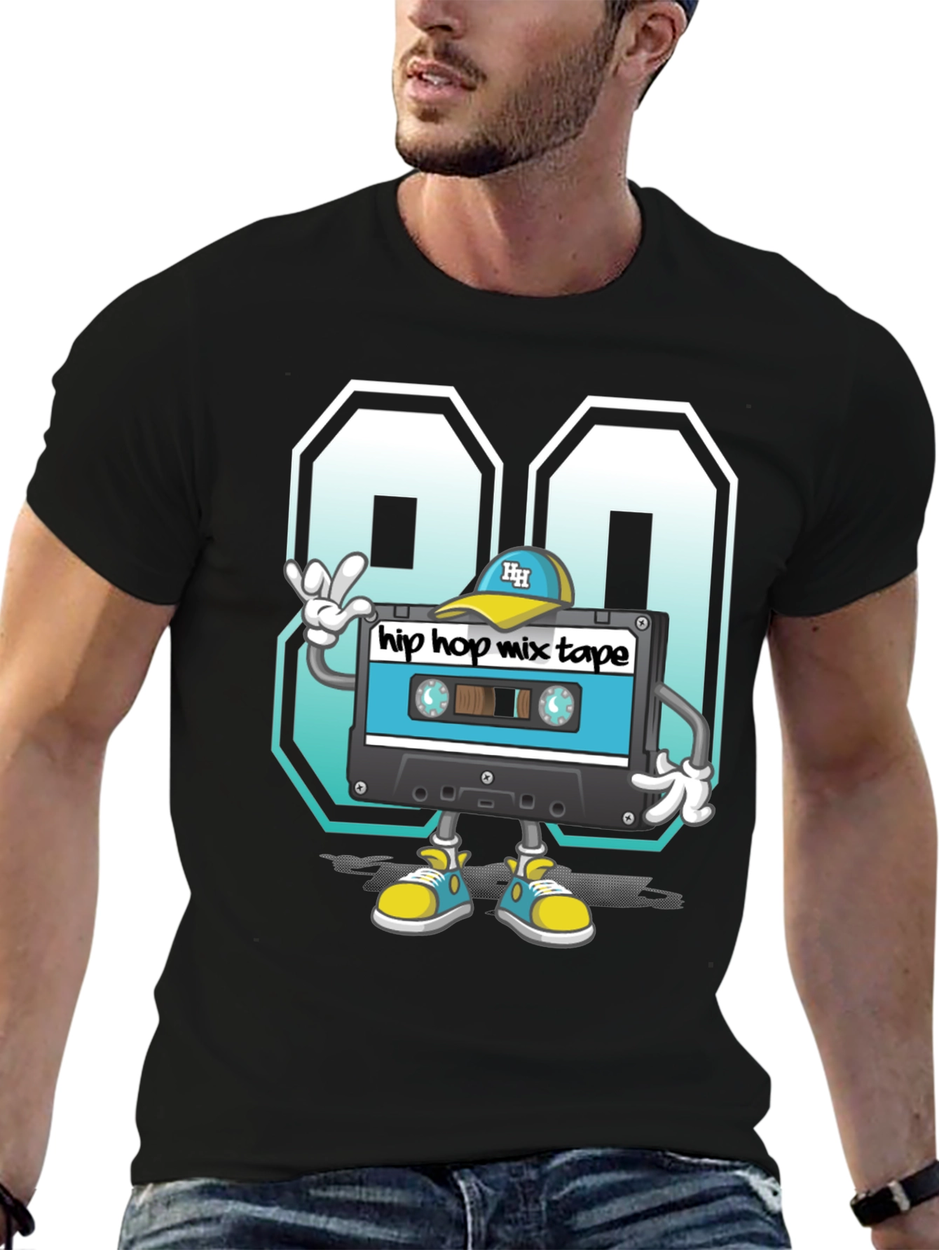 Black 90s Hip Hop Mix Tape Graphic Tee view 6
