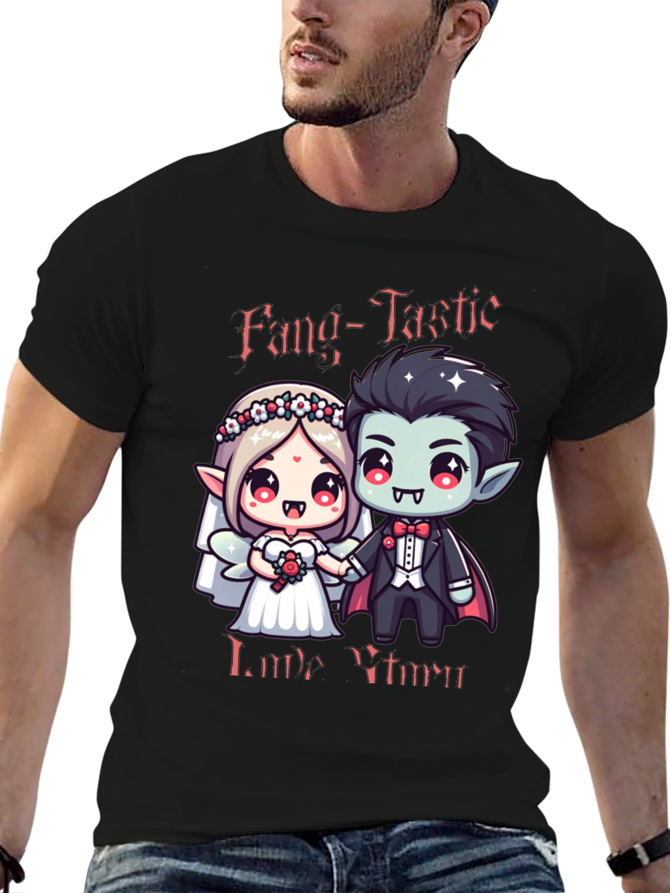 Black Fang-Tastic Vampire Couple Graphic Tee view 6