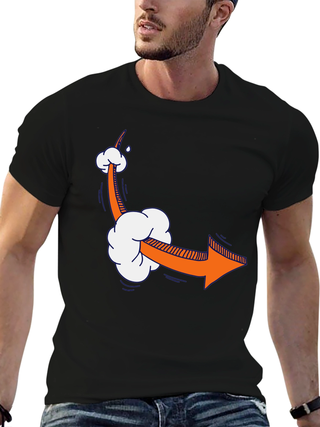 Black Cartoon Arrow T-Shirt - Funny Directional Tee view 6