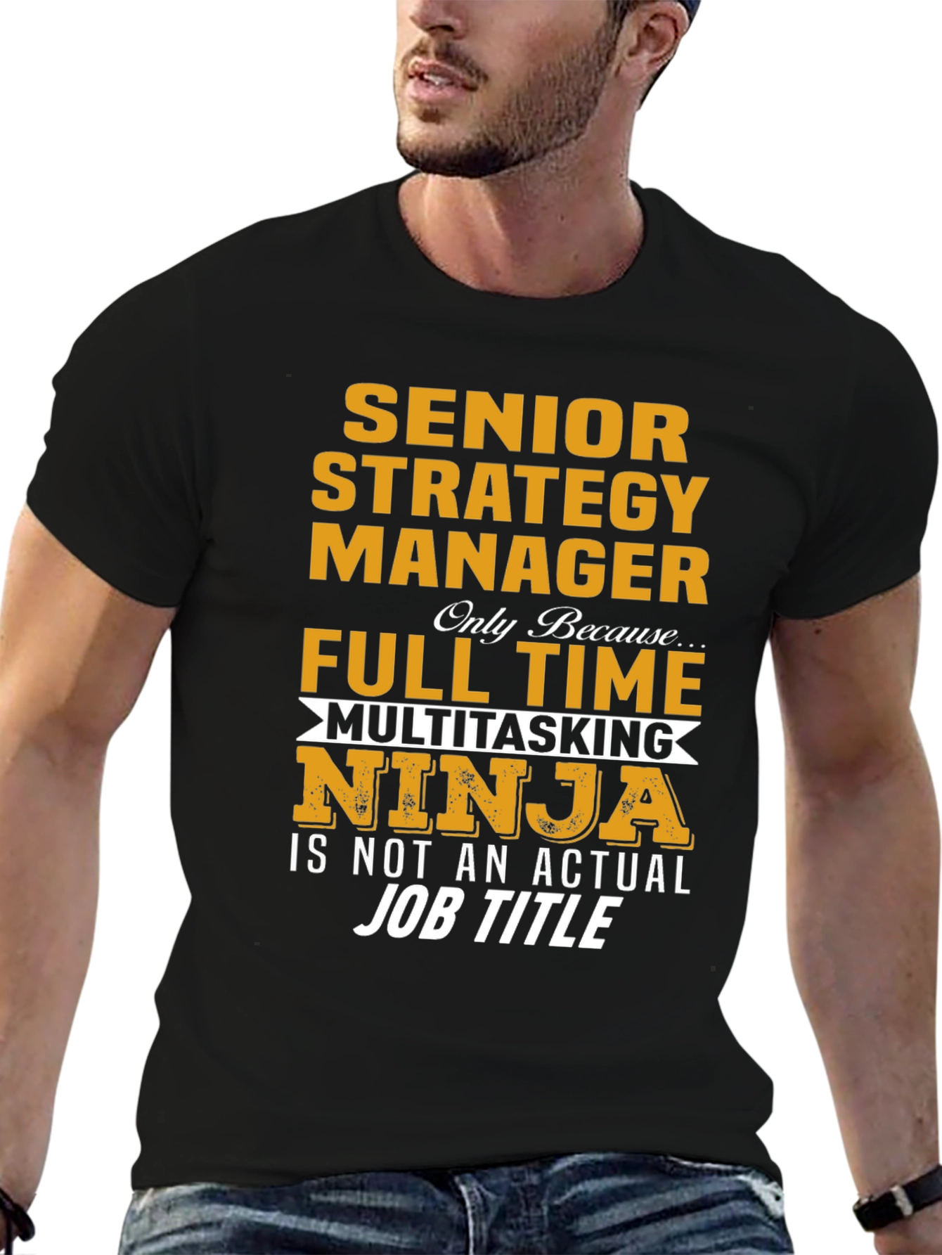 Black Senior Strategy Manager Ninja T-Shirt view 6