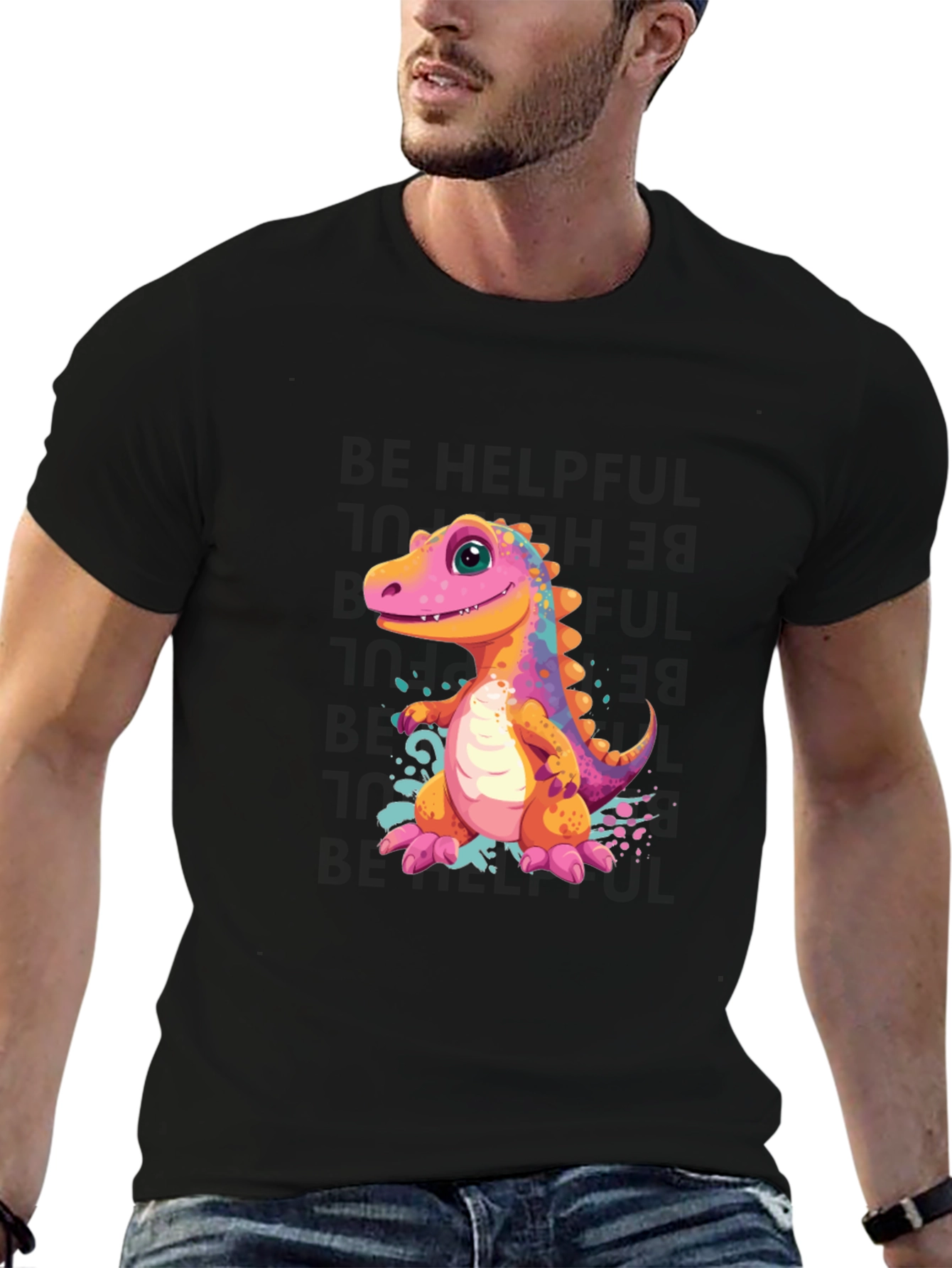 Black Dino T-Shirt - Cute Cartoon Dinosaur Design view 6