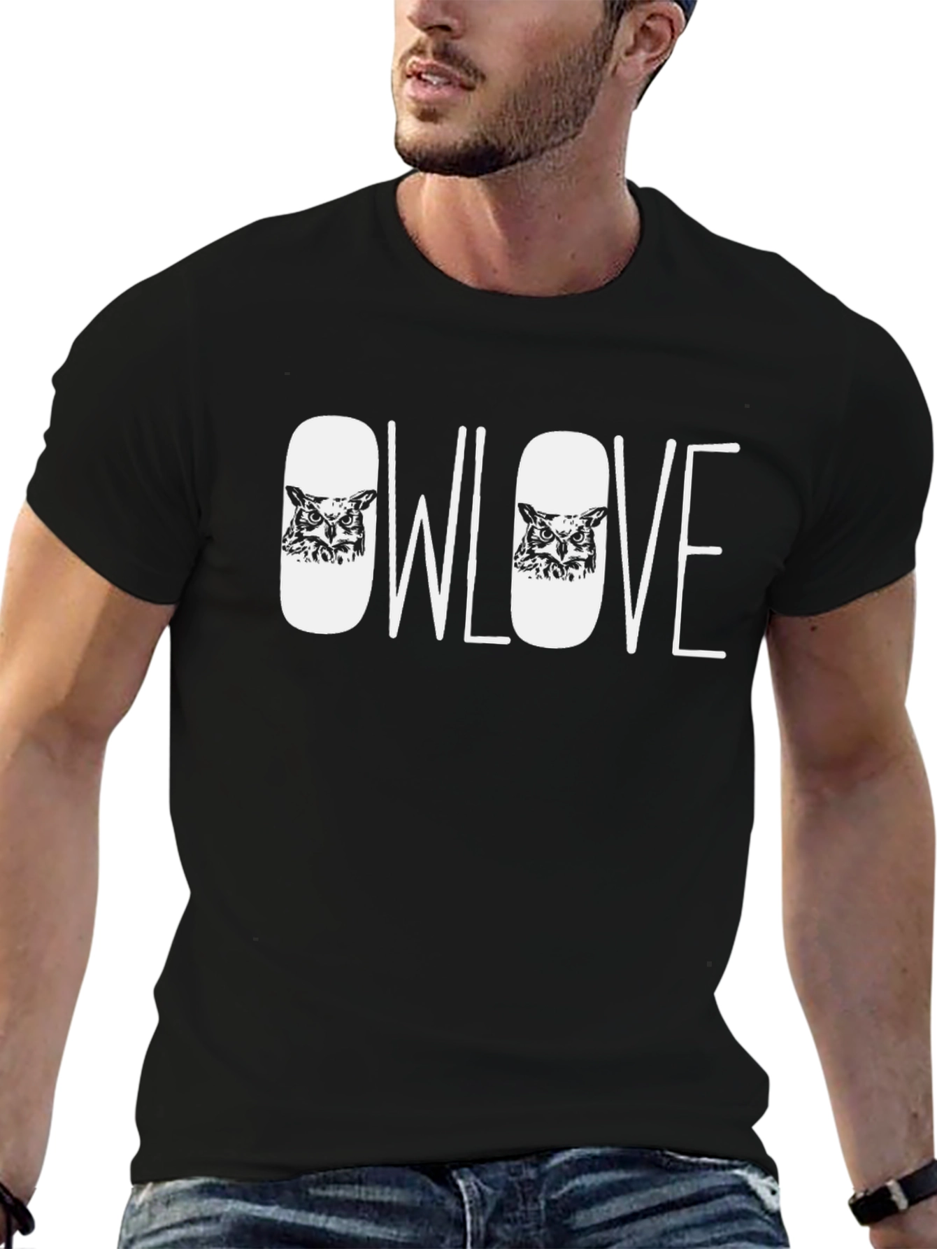 Black Owl Love Graphic Tee - Black Cotton Blend view 6