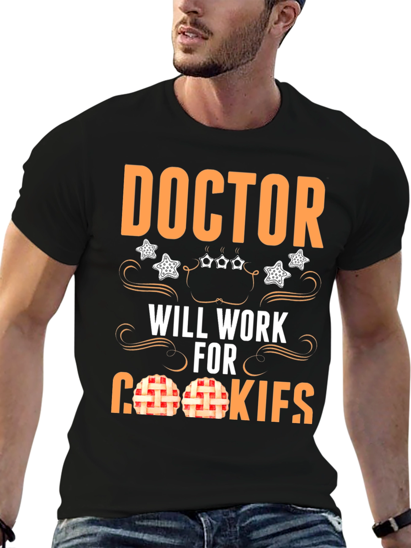 Black Doctor Will Work For Cookies T-Shirt view 6