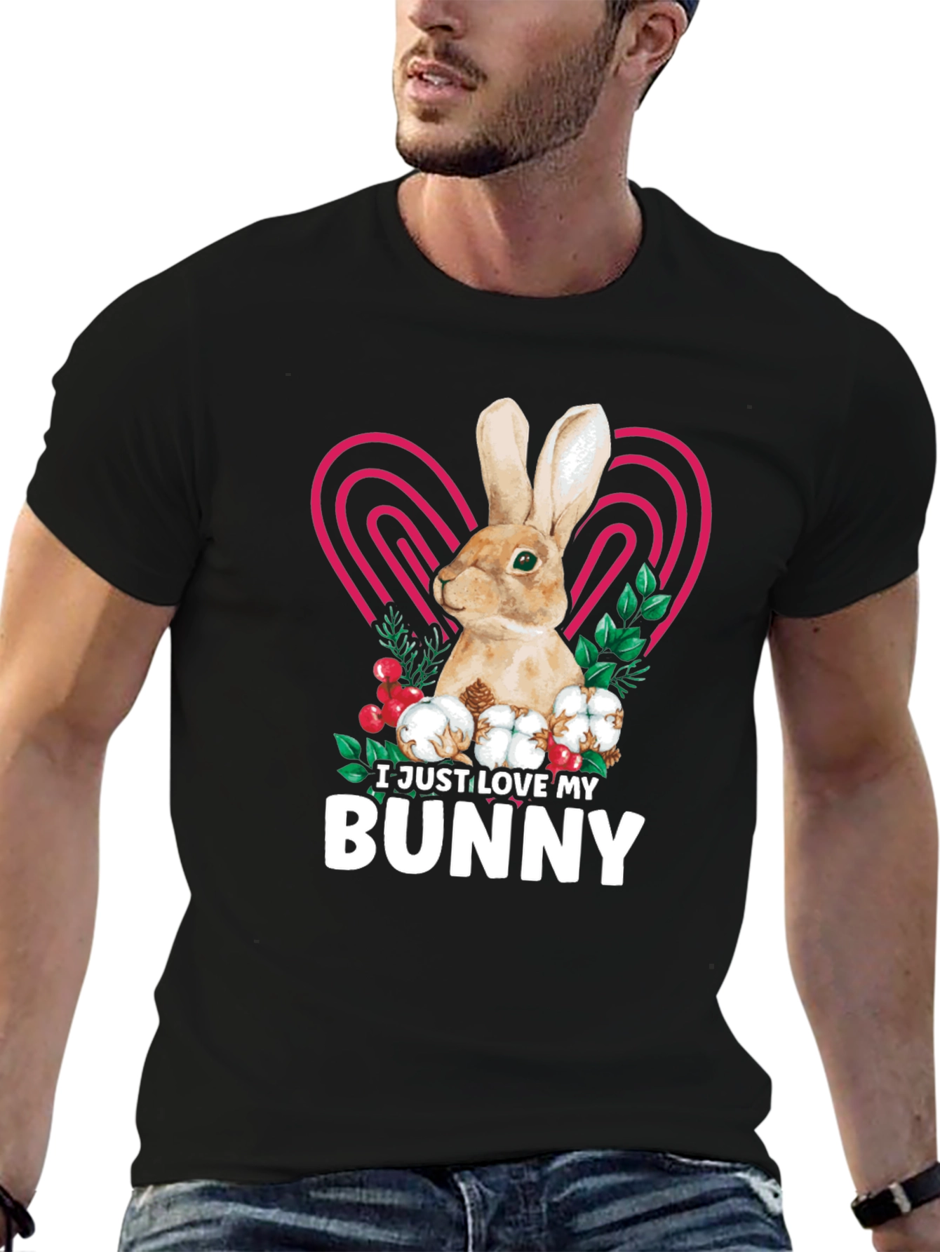 Black I Love My Bunny T-Shirt - Cute Rabbit Tee view 6