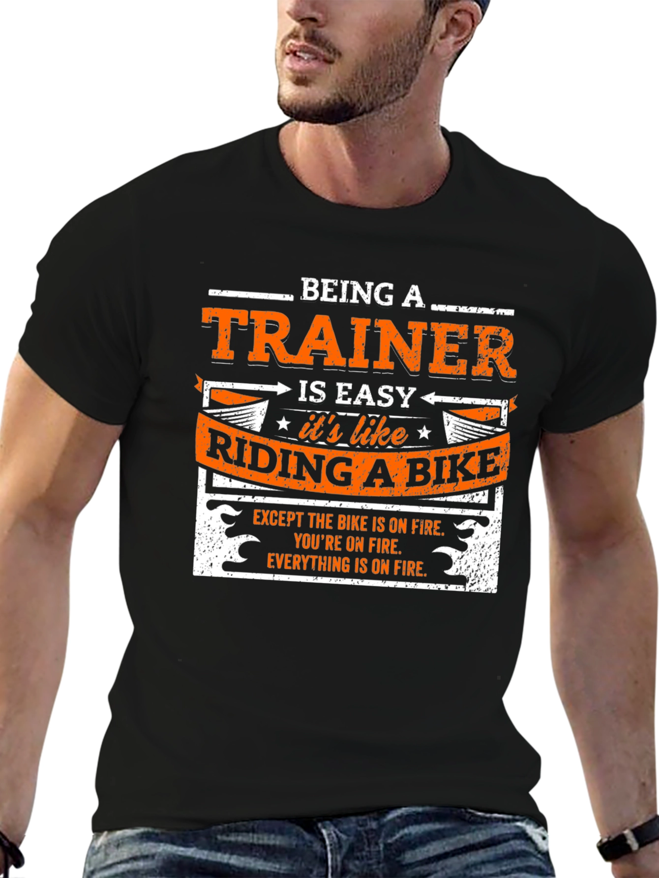Black Being a Trainer is Easy Like Riding a Bike T-Shirt view 6