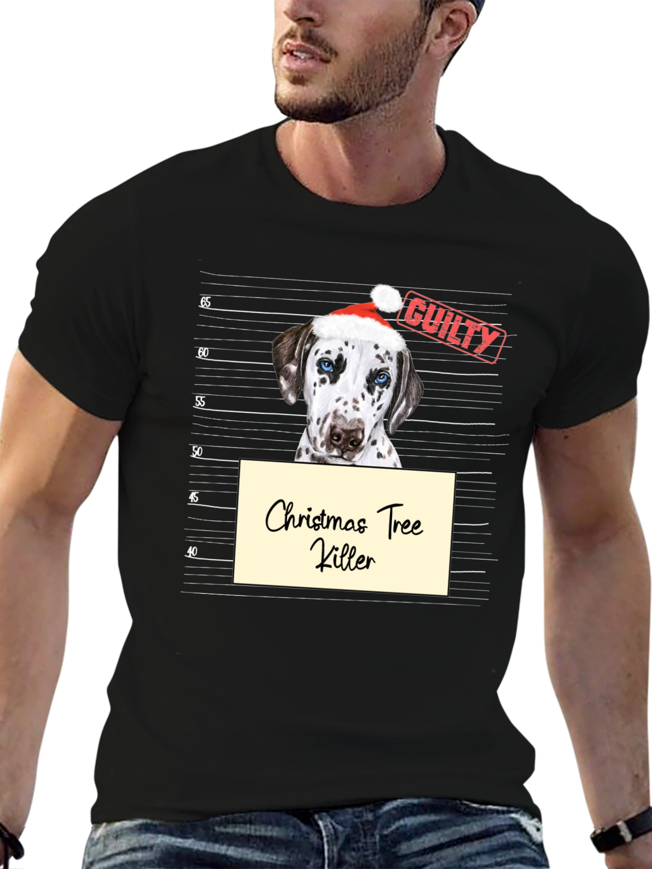 Black Christmas Tree Killer Dog Graphic T-Shirt view 6