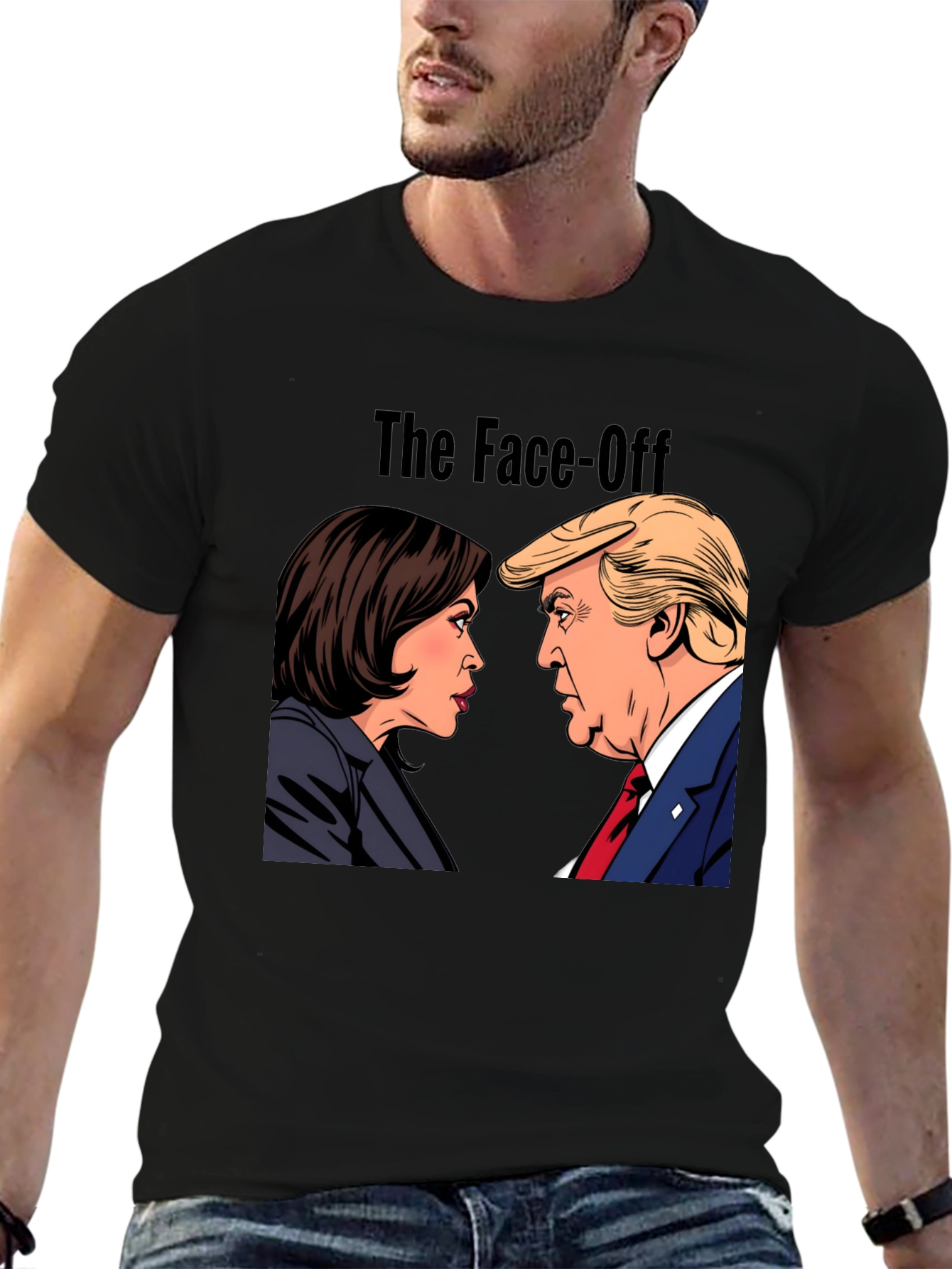 Black The Face-Off T-Shirt - Political Humor Tee view 6