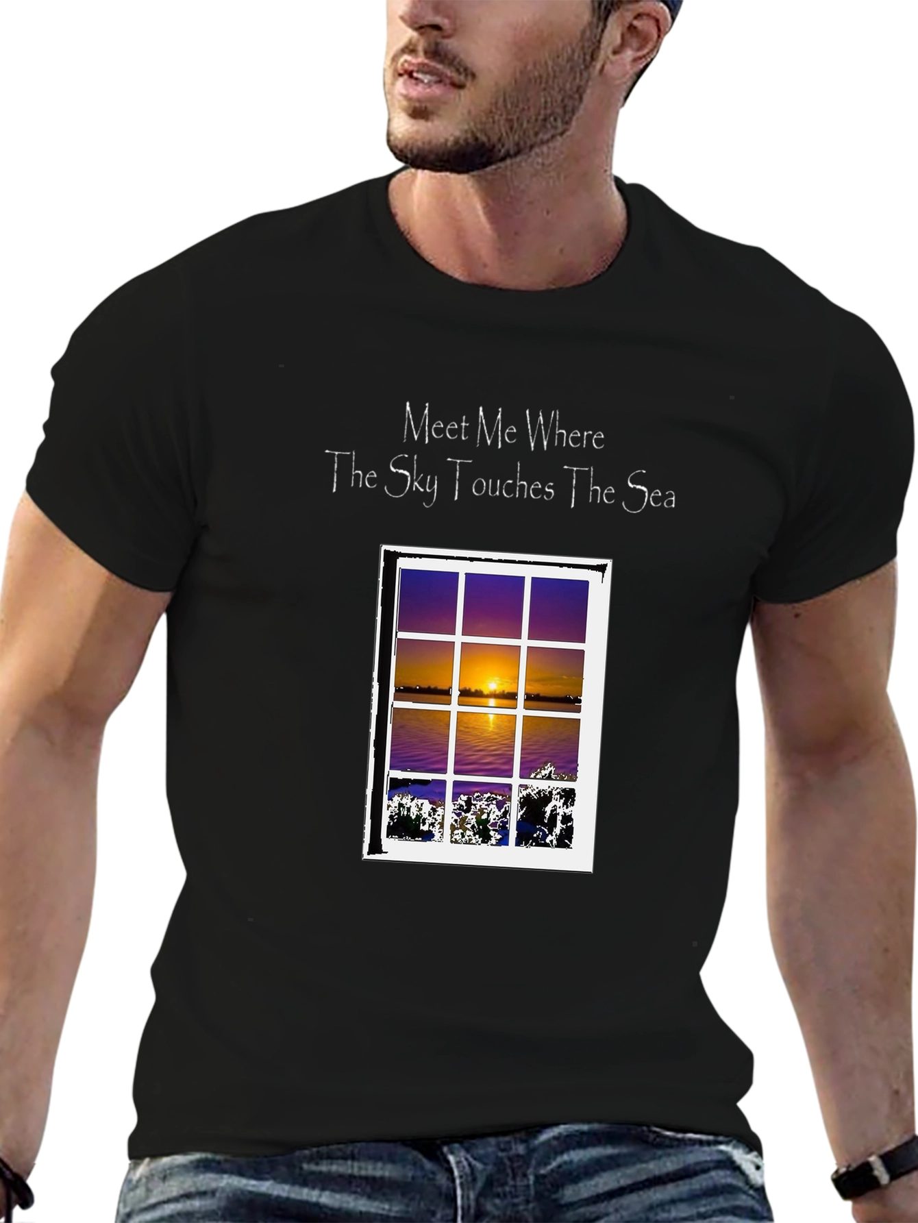 Black Meet Me Where Sky Touches Sea T-Shirt view 6