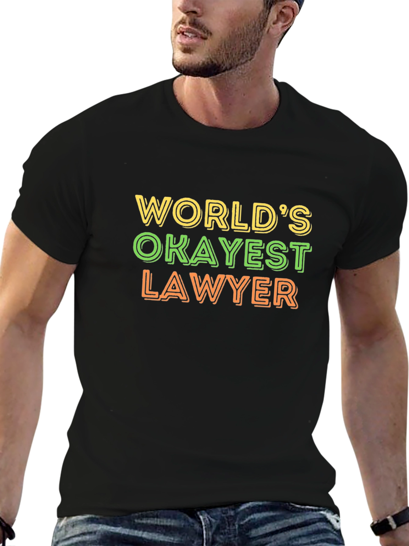 Black World's Okayest Lawyer T-Shirt - Funny Law Profession Tee view 6