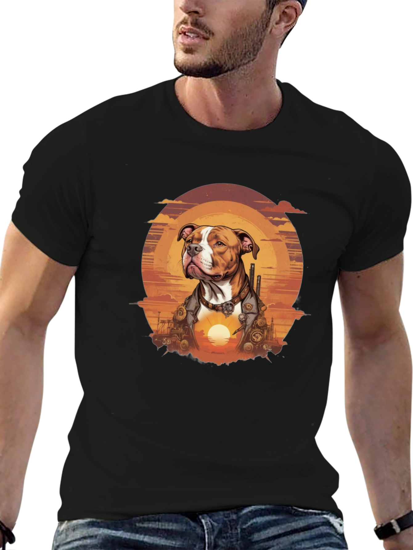Black Steampunk Dog T-Shirt - Unique Graphic Tee view 6