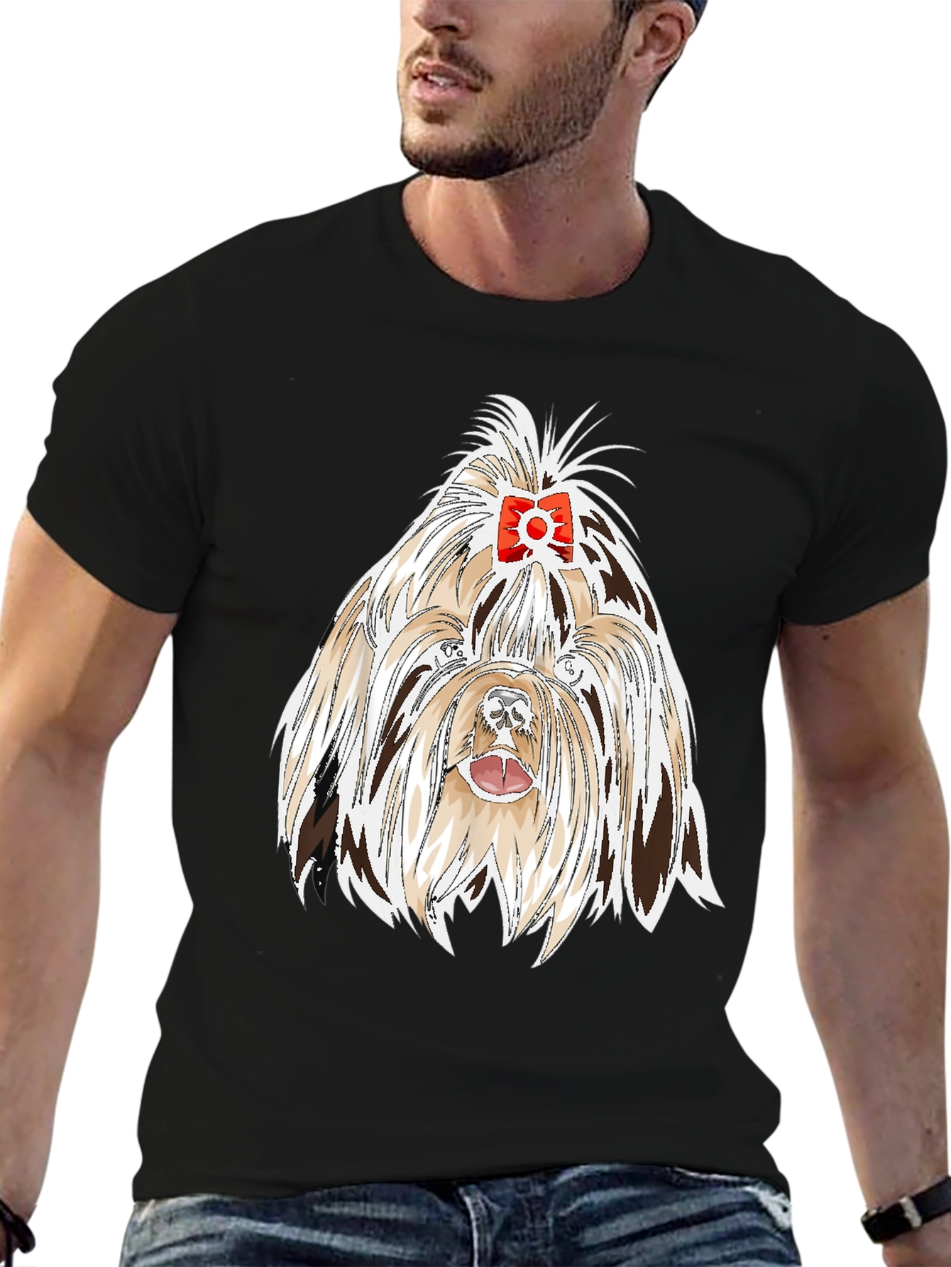 Black Dog Lover T-Shirt - Cute Shih Tzu Graphic Tee view 6
