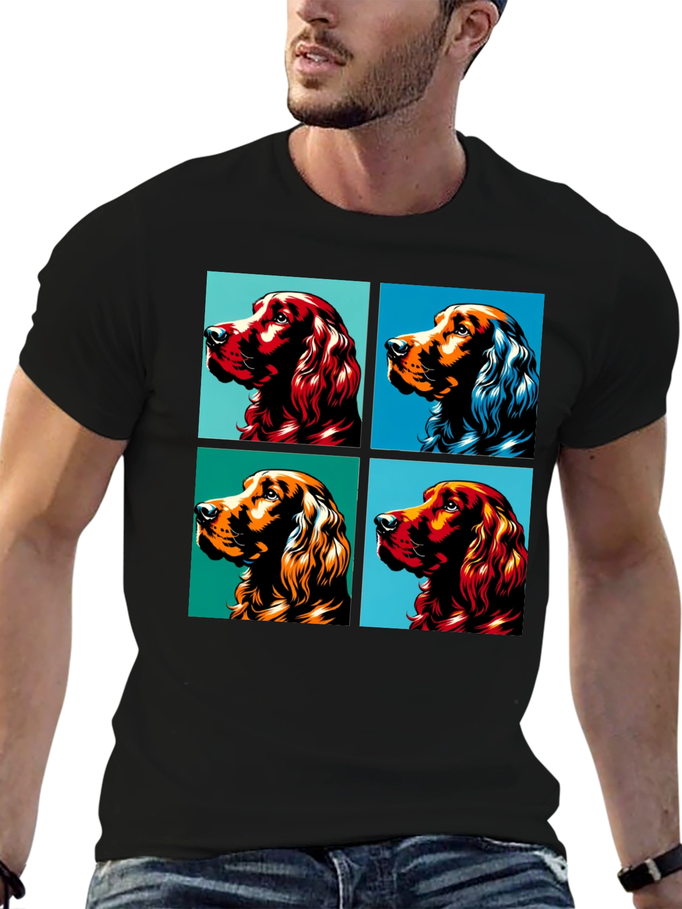 Black Dog Breed Pop Art Black Graphic Tee view 6